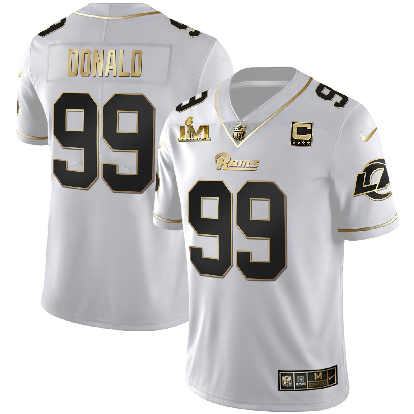 Los Angeles Rams Super Bowl LVI White Gold & Black Gold Jersey - All Stitched