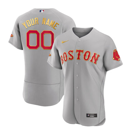 Boston Red Sox Gold Trim Custom Jersey - All Stitched