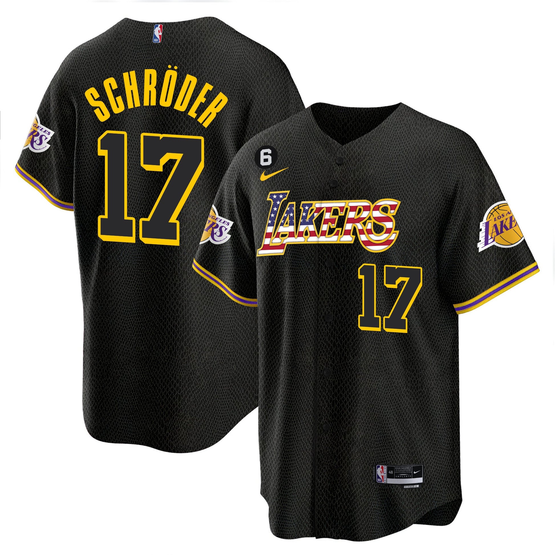 Men's Los Angeles Lakers Flag Baseball Jersey - All Stitched