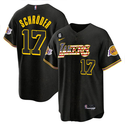 Men's Los Angeles Lakers Flag Baseball Jersey - All Stitched