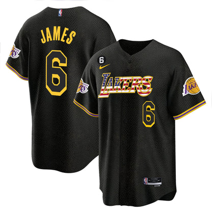 Men's Los Angeles Lakers Flag Baseball Jersey - All Stitched