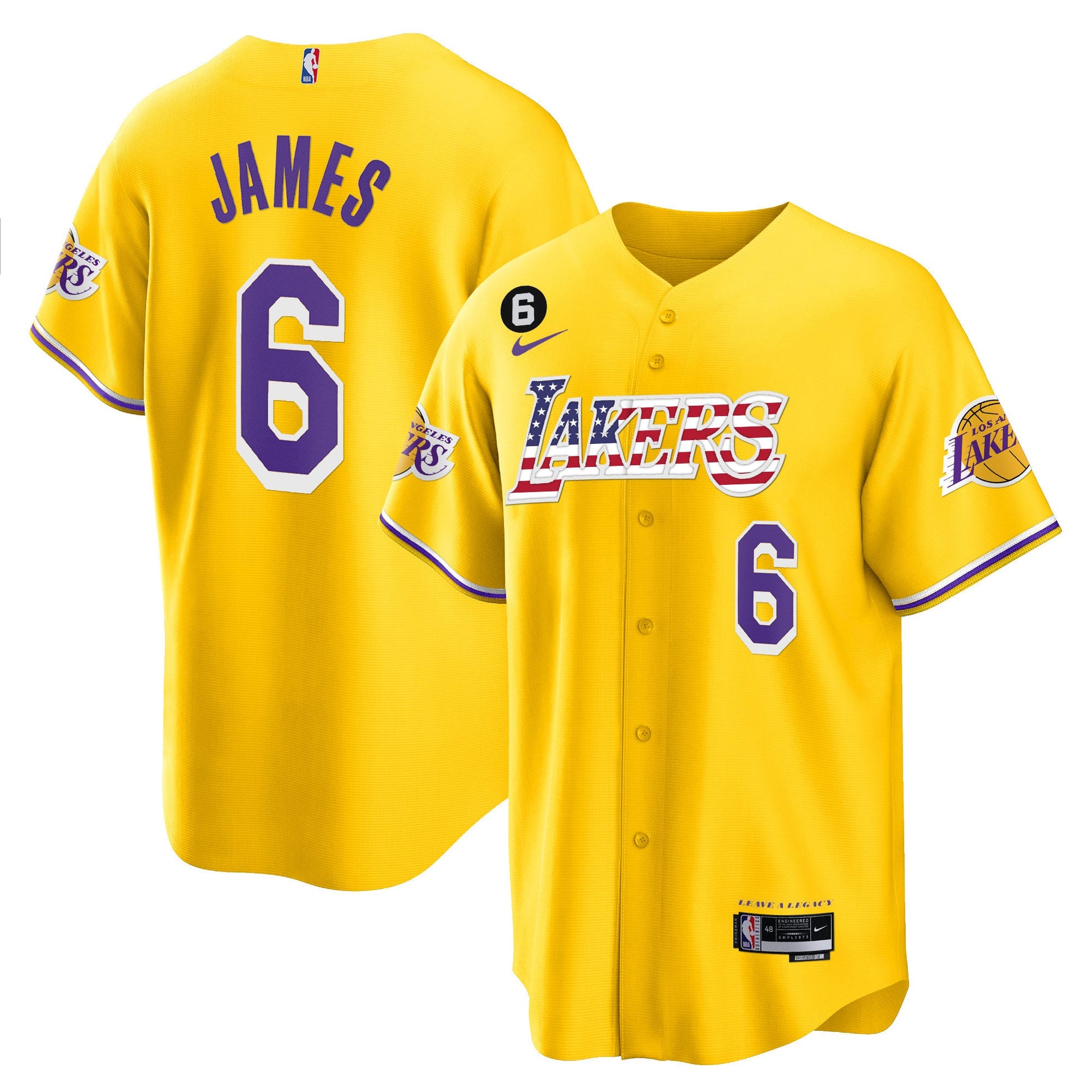 Men's Los Angeles Lakers Flag Baseball Jersey - All Stitched