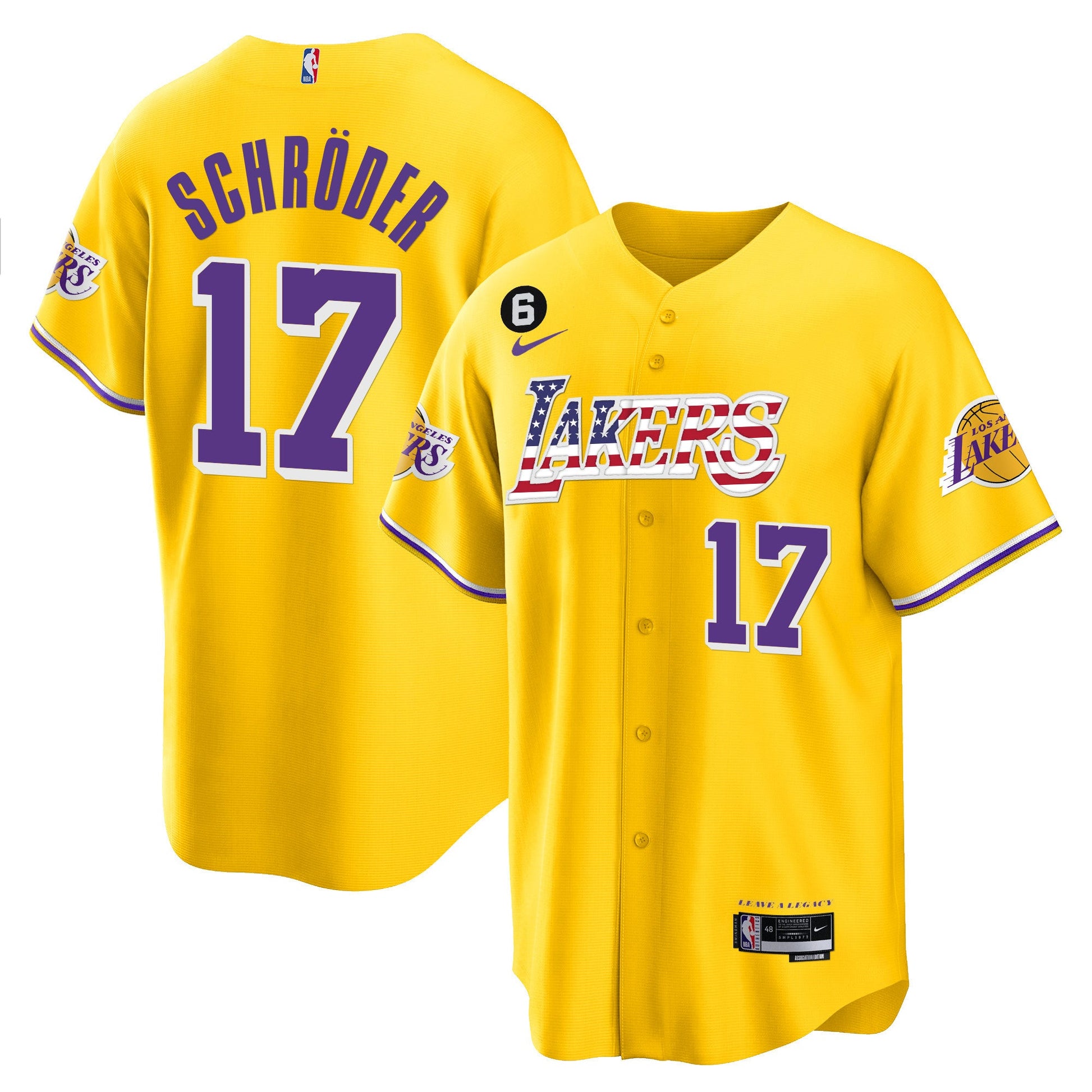 Men's Los Angeles Lakers Flag Baseball Jersey - All Stitched