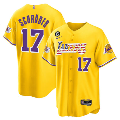 Men's Los Angeles Lakers Flag Baseball Jersey - All Stitched