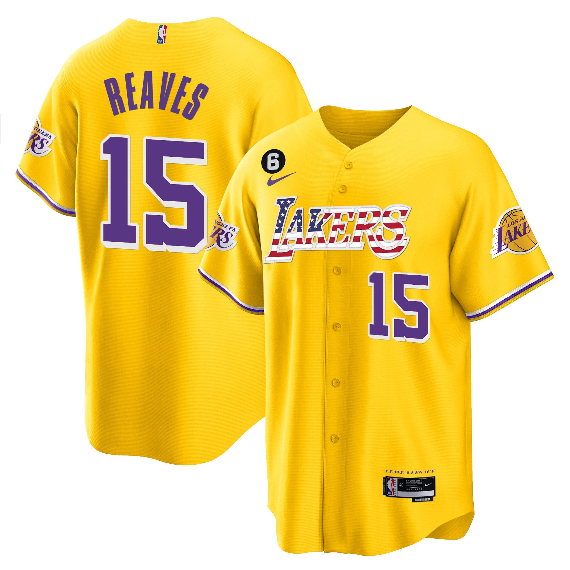 Men's Los Angeles Lakers Flag Baseball Jersey - All Stitched