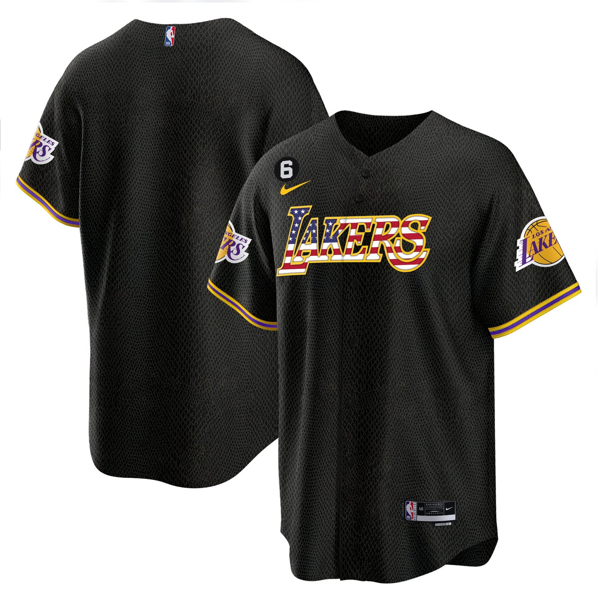 Men's Los Angeles Lakers Flag Baseball Jersey - All Stitched