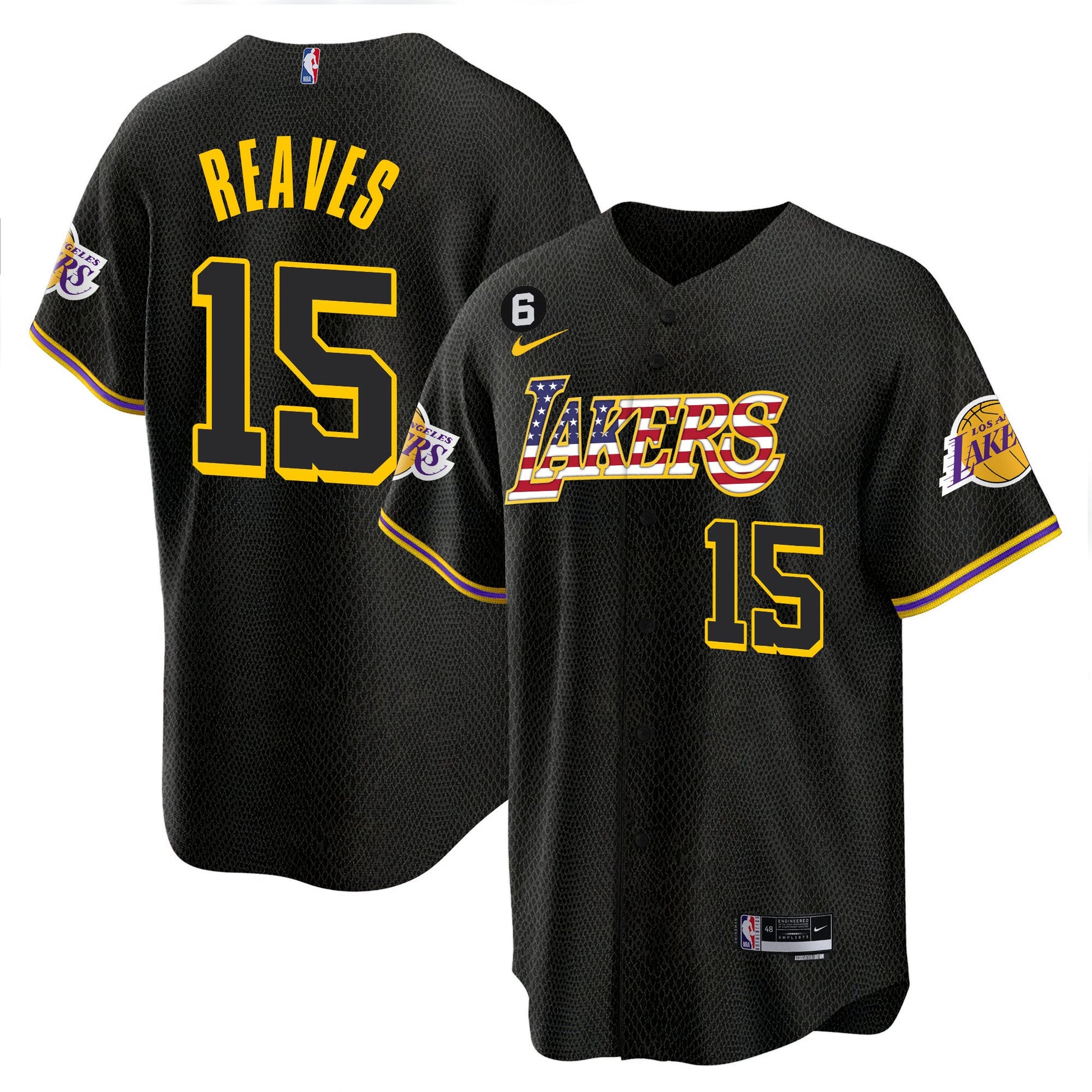 Men's Los Angeles Lakers Flag Baseball Jersey - All Stitched