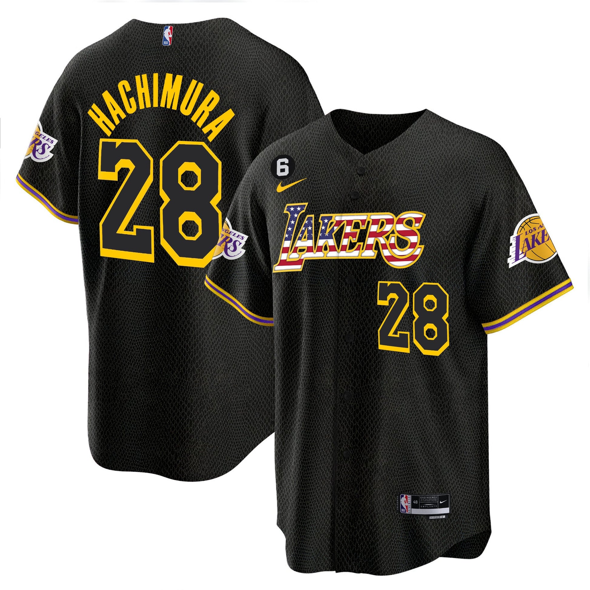 Men's Los Angeles Lakers Flag Baseball Jersey - All Stitched