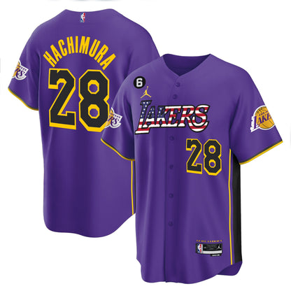 Men's Los Angeles Lakers Flag Baseball Jersey - All Stitched