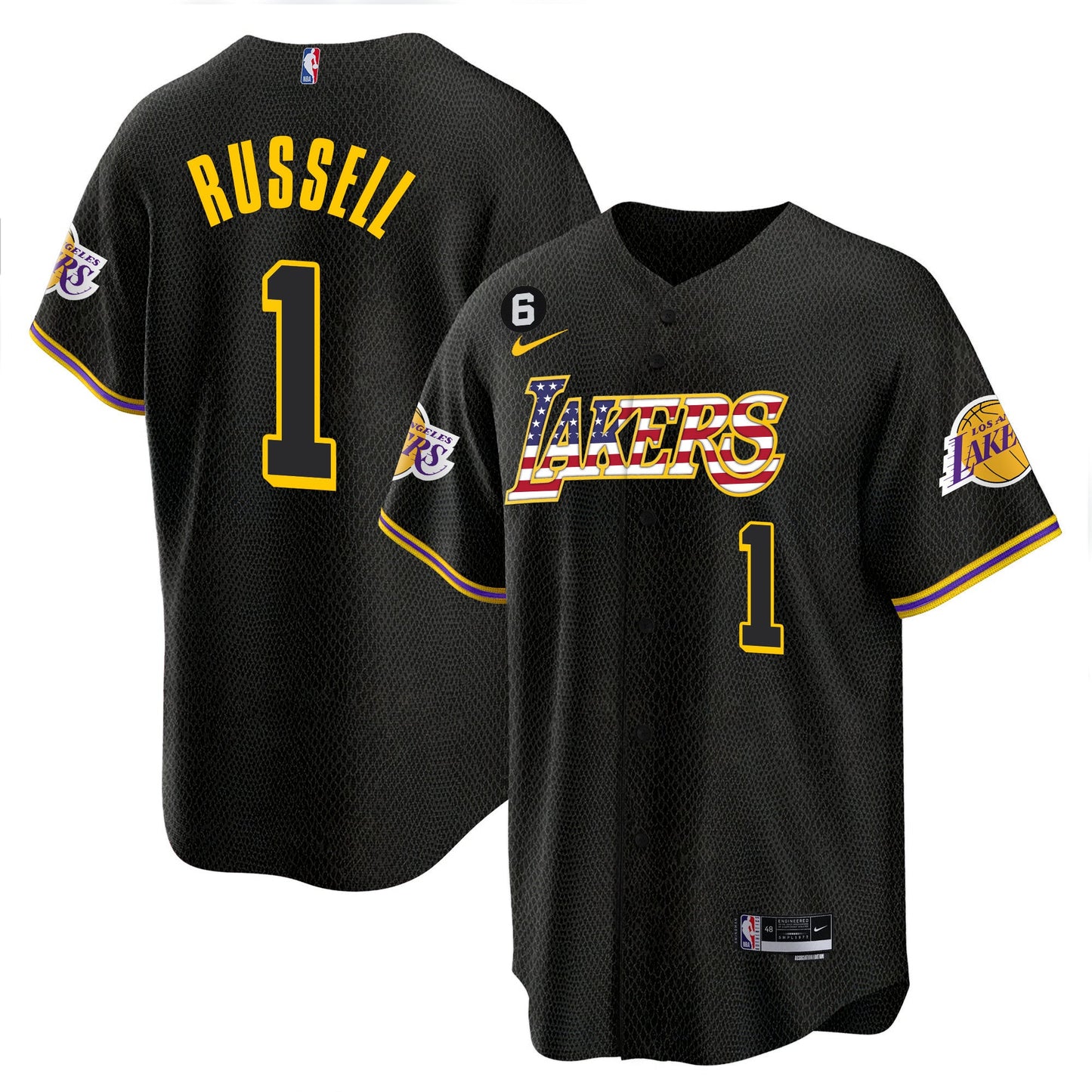 Men's Los Angeles Lakers Flag Baseball Jersey - All Stitched