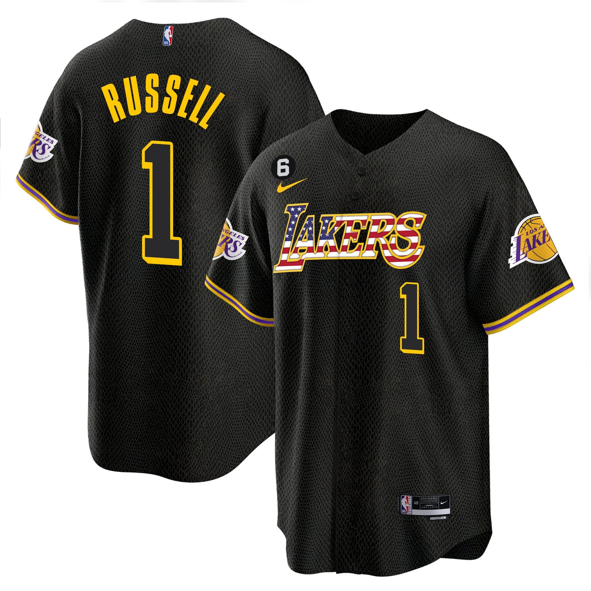 Men's Los Angeles Lakers Flag Baseball Jersey - All Stitched