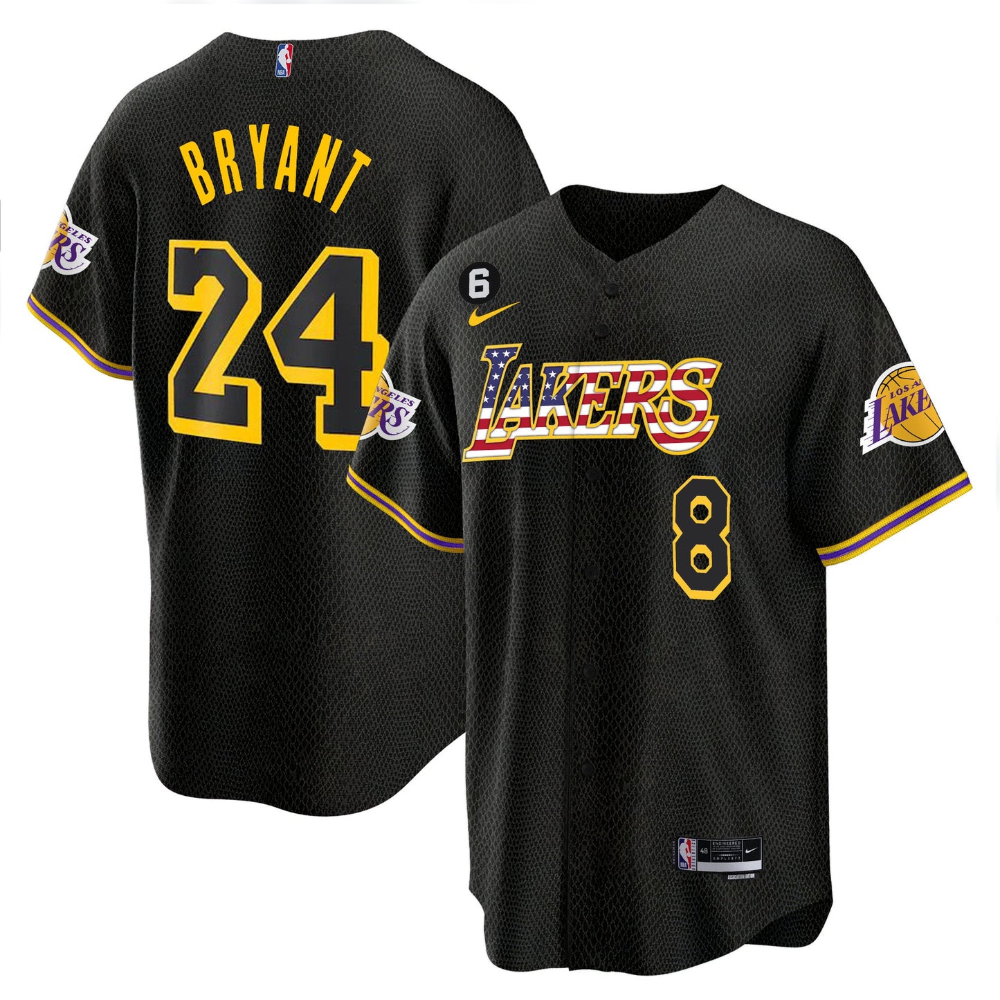 Men's Los Angeles Lakers Flag Baseball Jersey - All Stitched