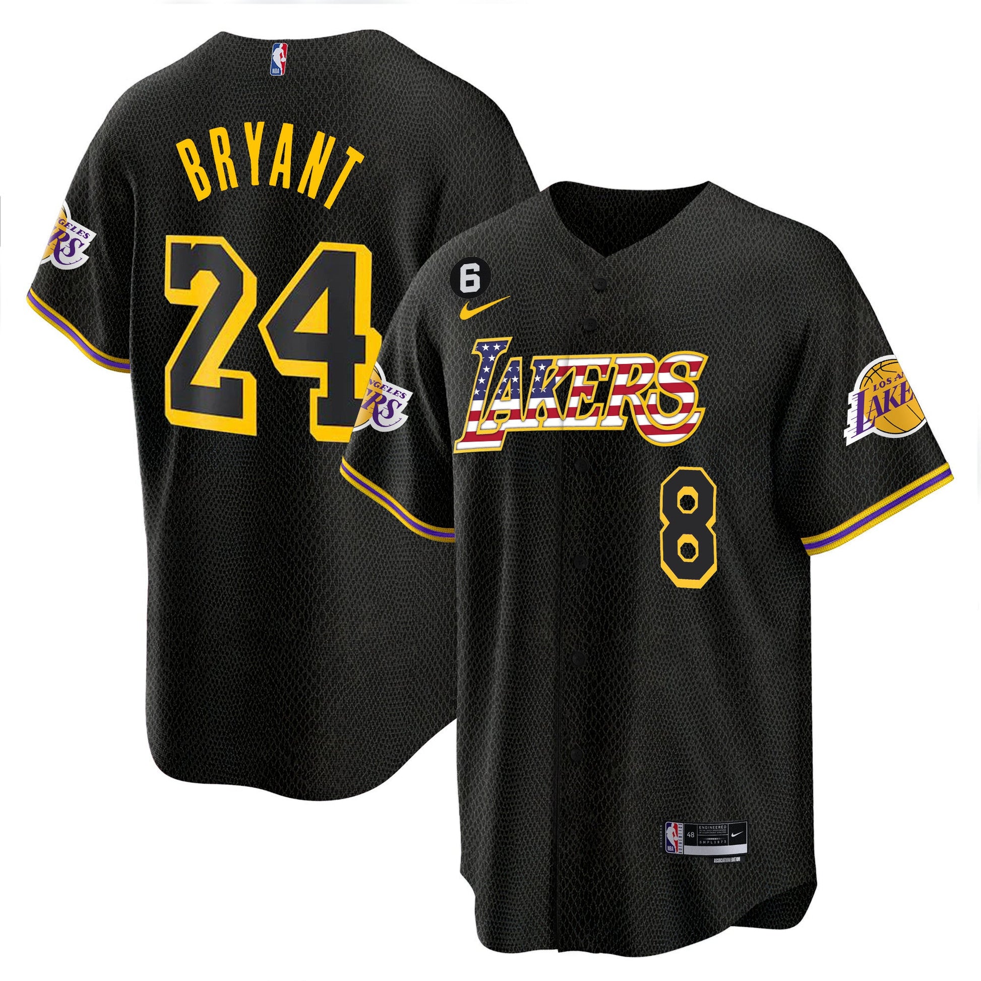 Men's Los Angeles Lakers Flag Baseball Jersey - All Stitched