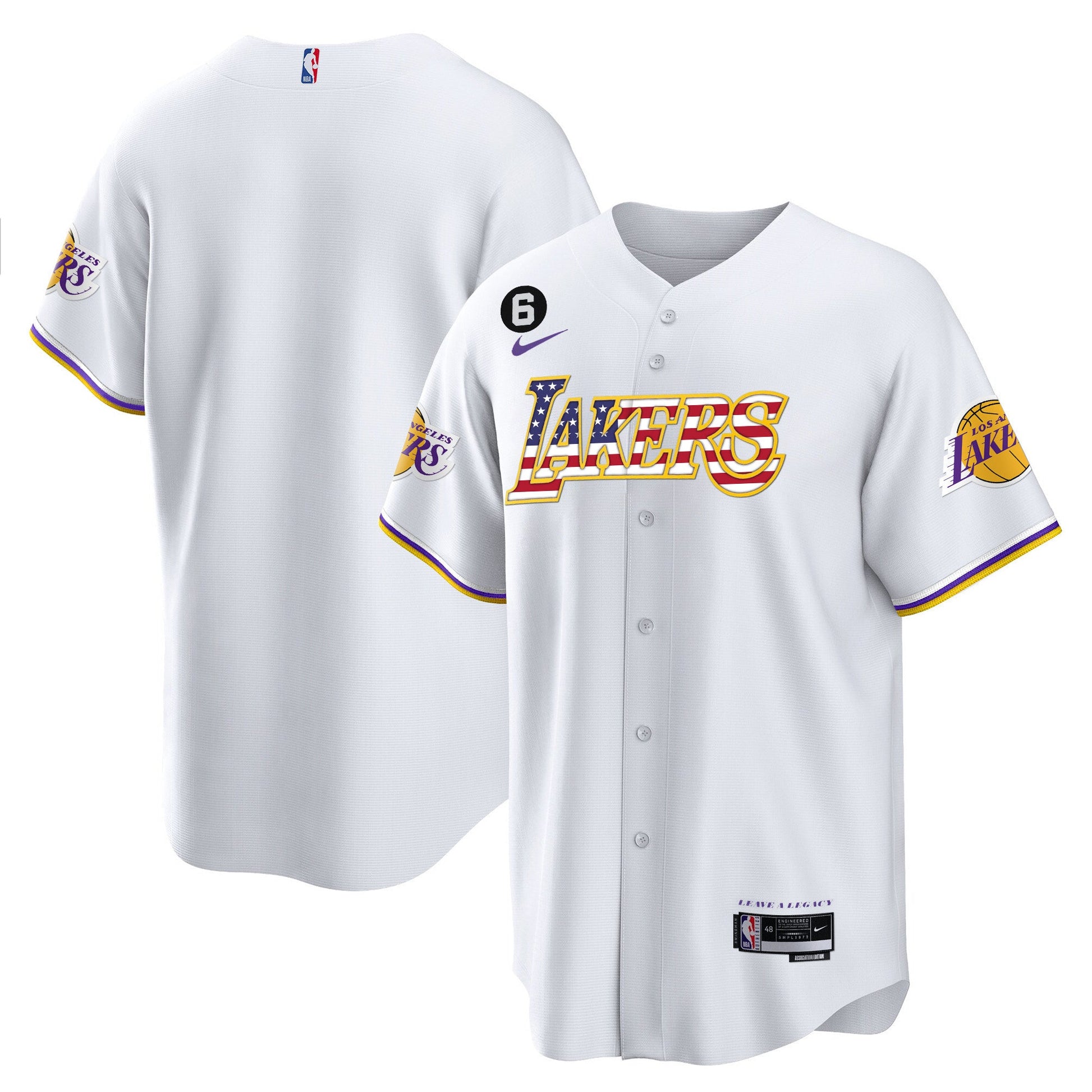 Men's Los Angeles Lakers Flag Baseball Jersey - All Stitched