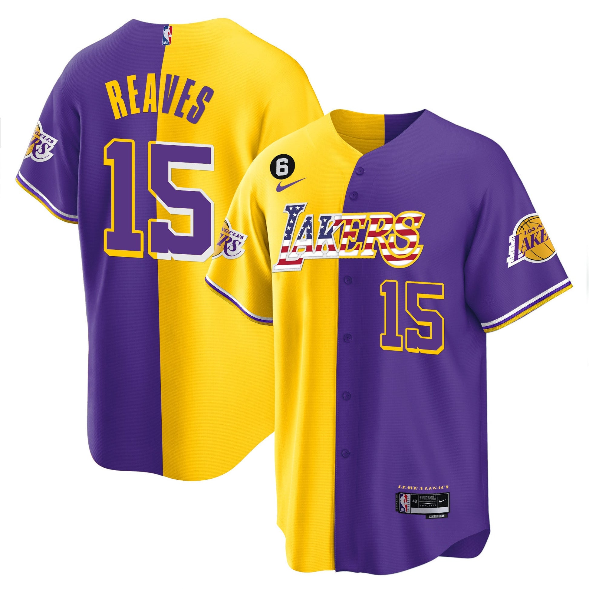 Men's Los Angeles Lakers Flag Baseball Jersey - All Stitched
