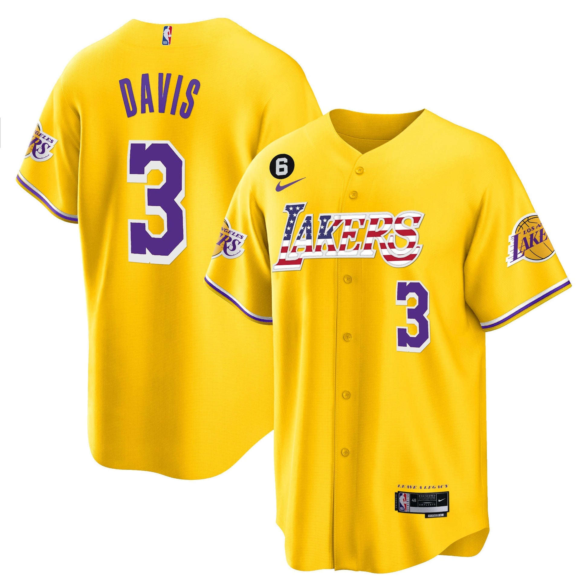 Men's Los Angeles Lakers Flag Baseball Jersey - All Stitched