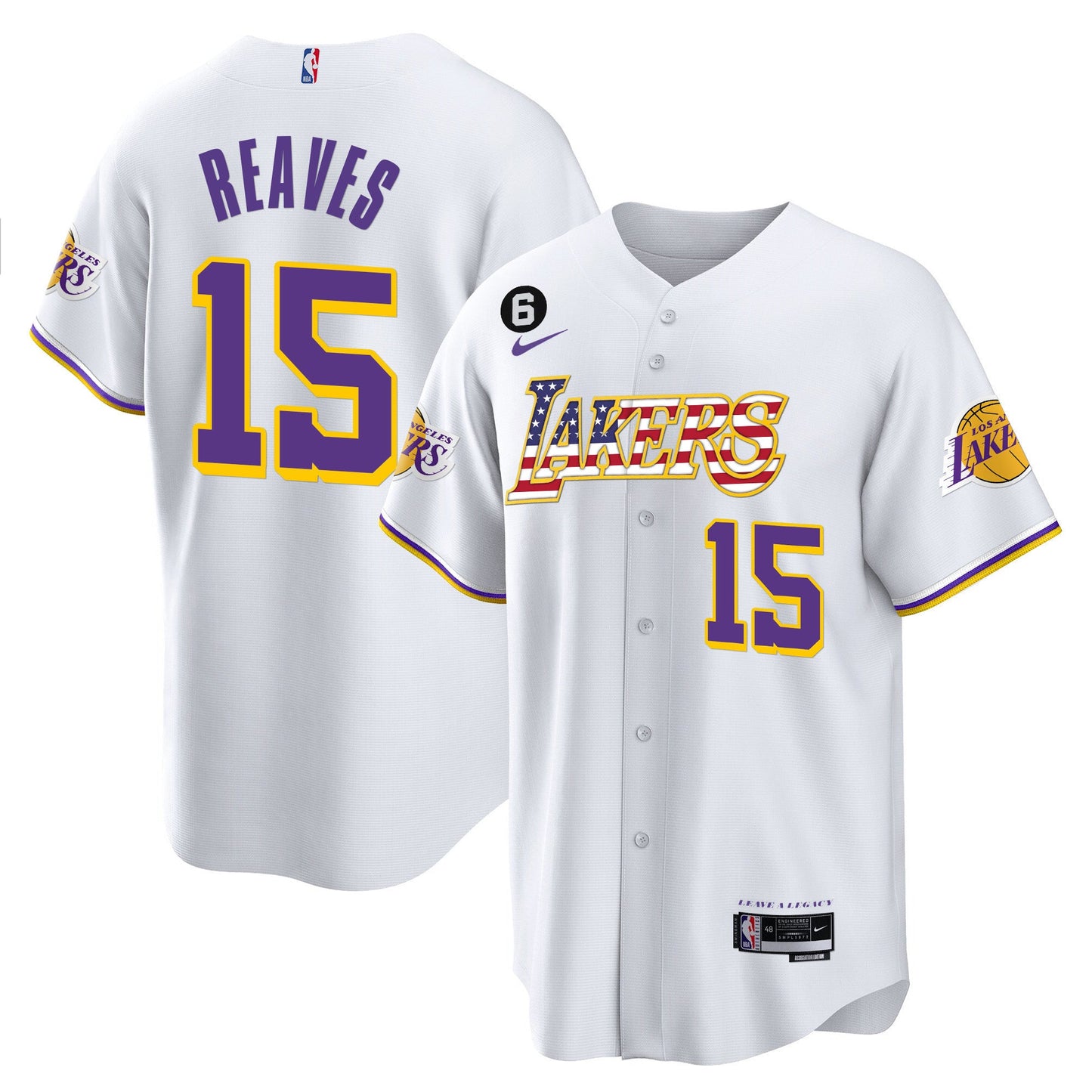 Men's Los Angeles Lakers Flag Baseball Jersey - All Stitched
