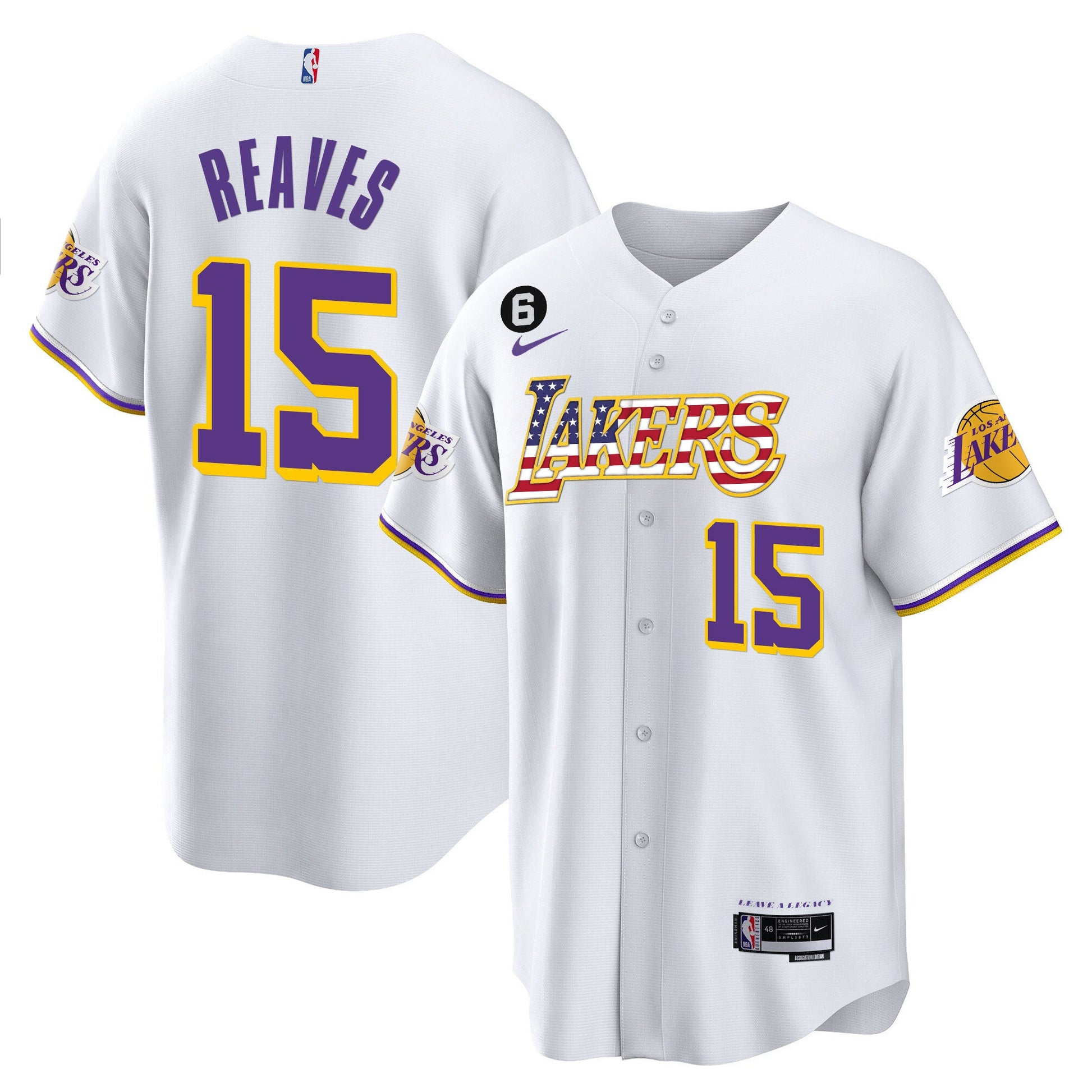 Men's Los Angeles Lakers Flag Baseball Jersey - All Stitched