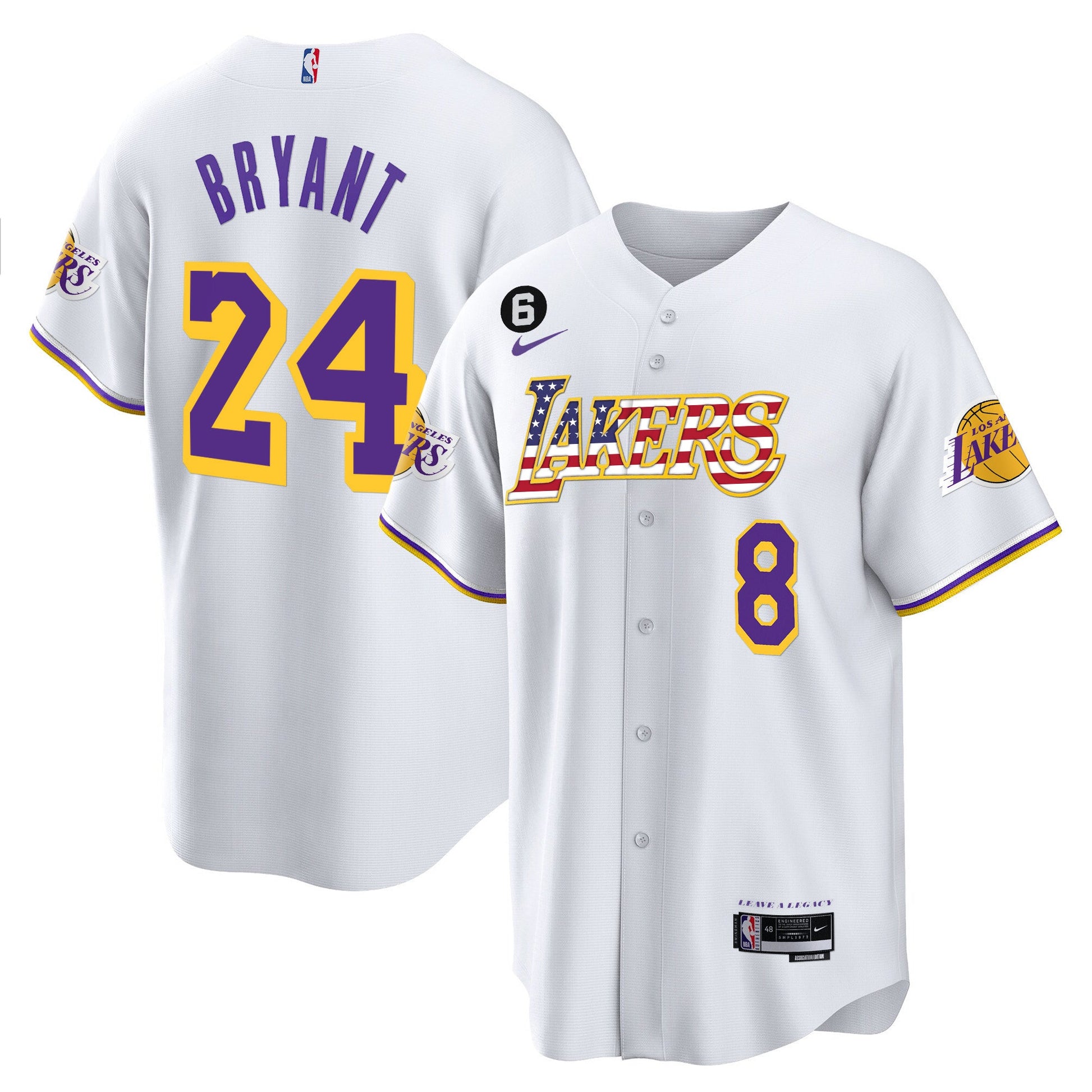 Men's Los Angeles Lakers Flag Baseball Jersey - All Stitched
