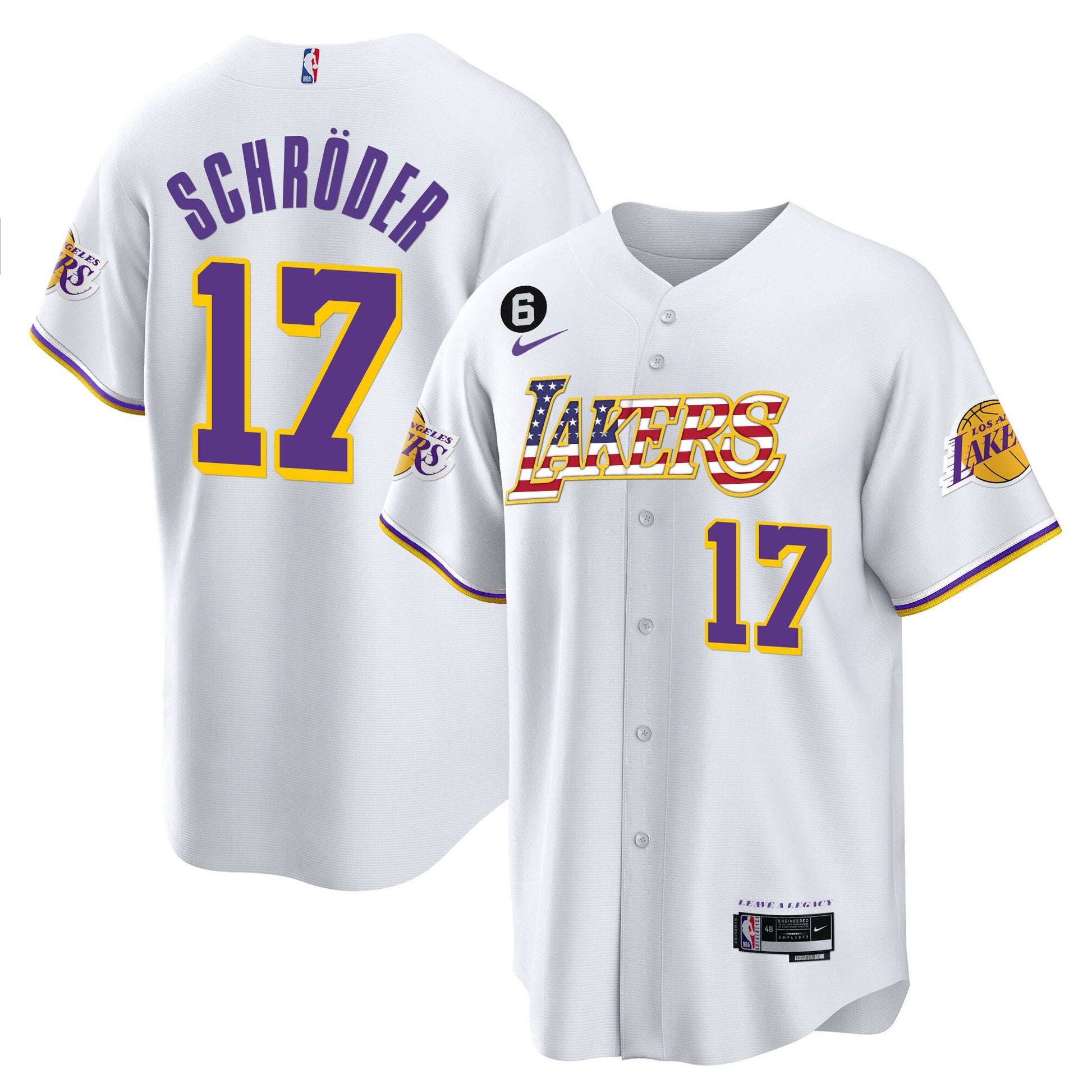 Men's Los Angeles Lakers Flag Baseball Jersey - All Stitched