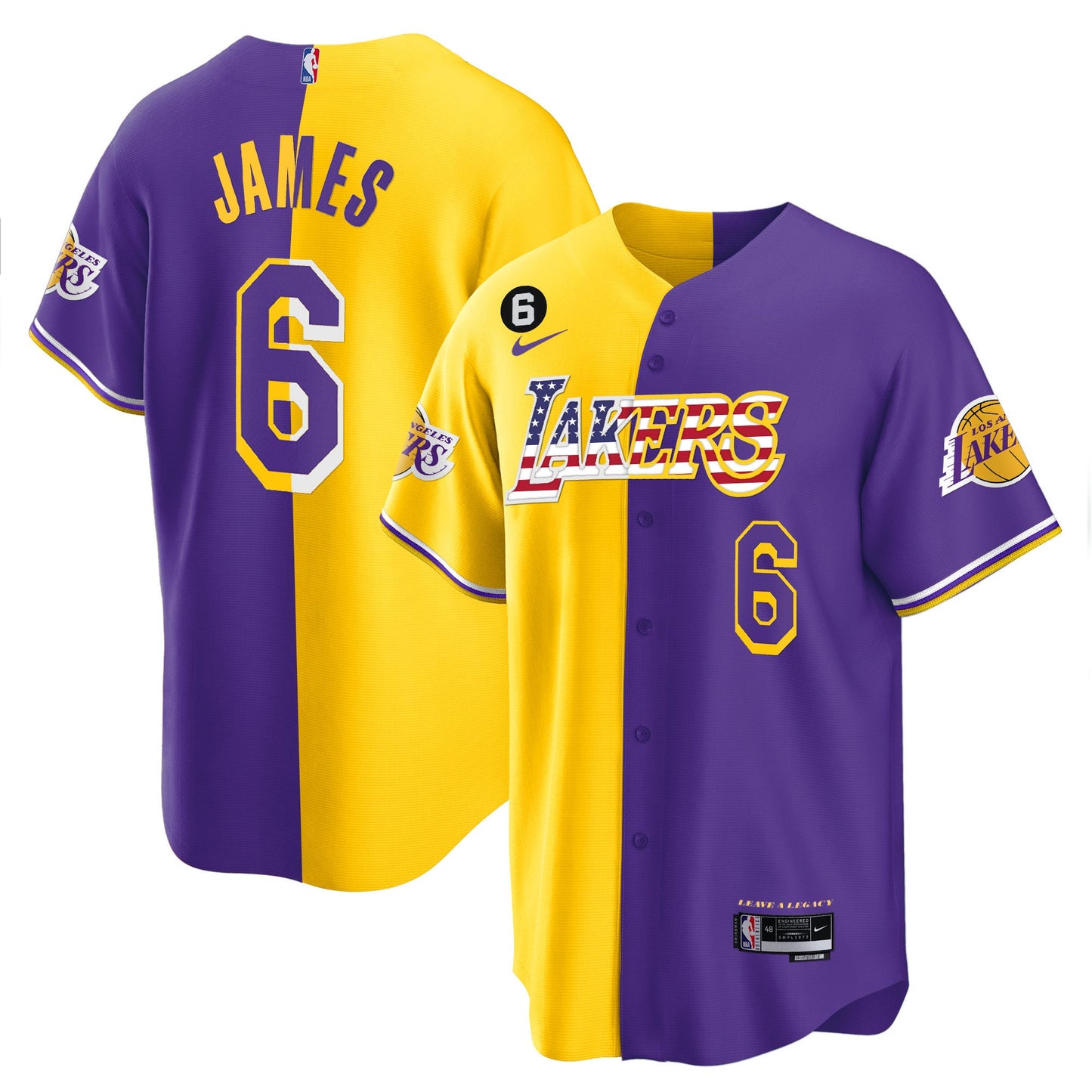 Men's Los Angeles Lakers Flag Baseball Jersey - All Stitched