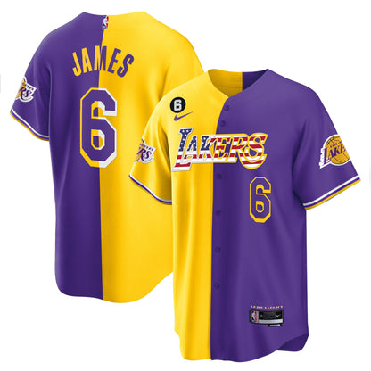 Men's Los Angeles Lakers Flag Baseball Jersey - All Stitched