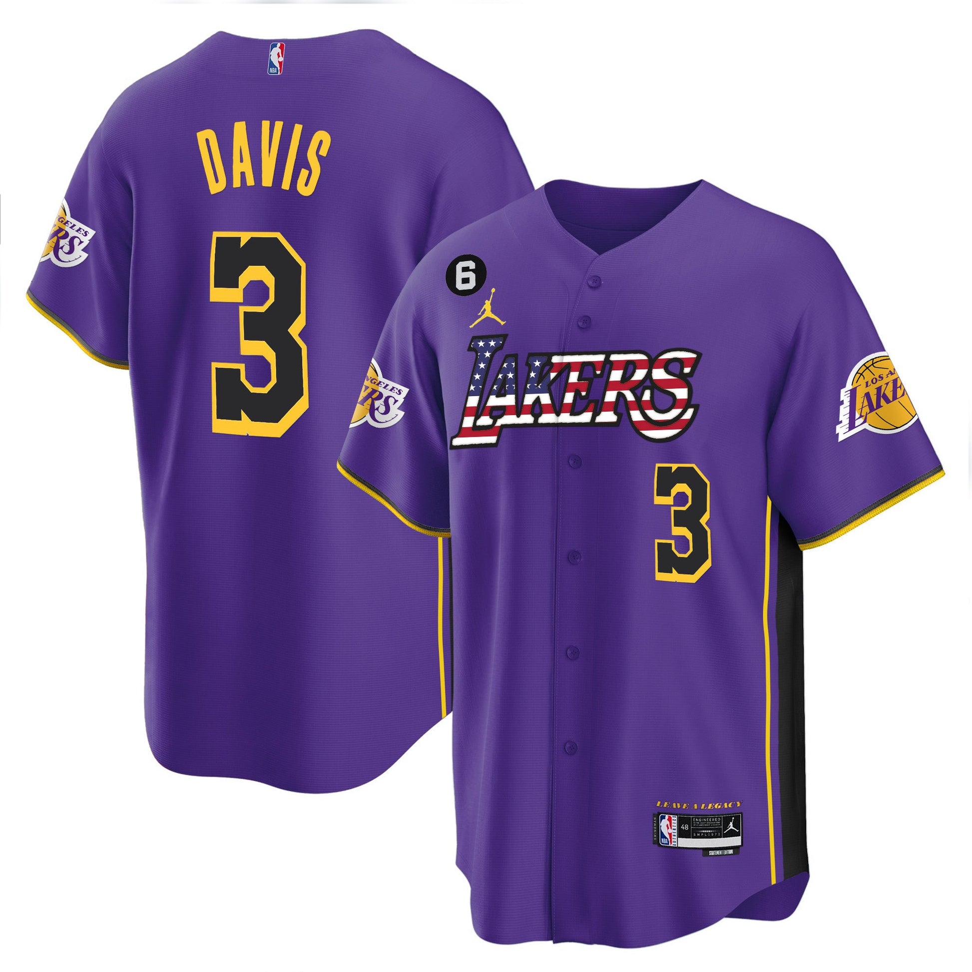 Men's Los Angeles Lakers Flag Baseball Jersey - All Stitched
