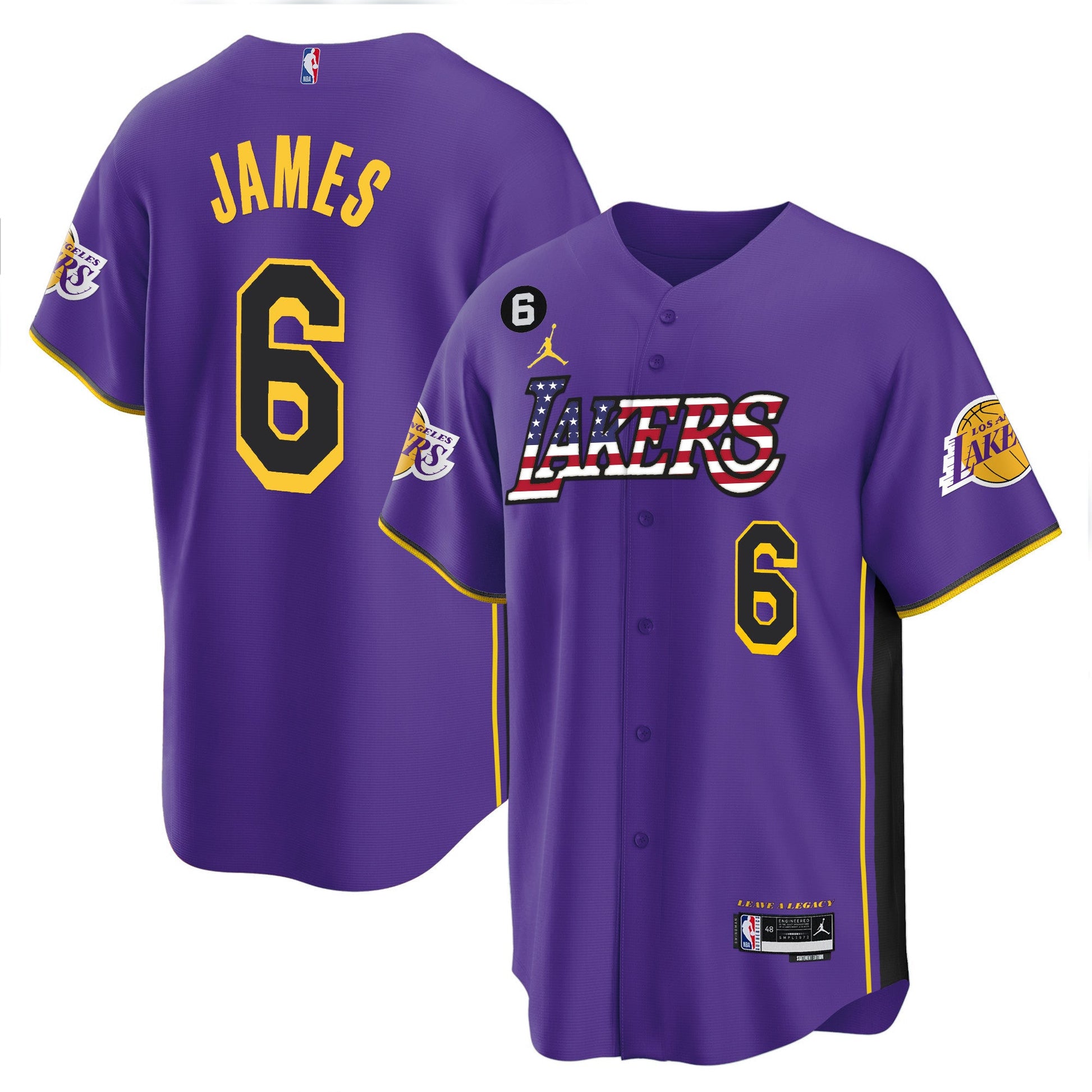 Men's Los Angeles Lakers Flag Baseball Jersey - All Stitched