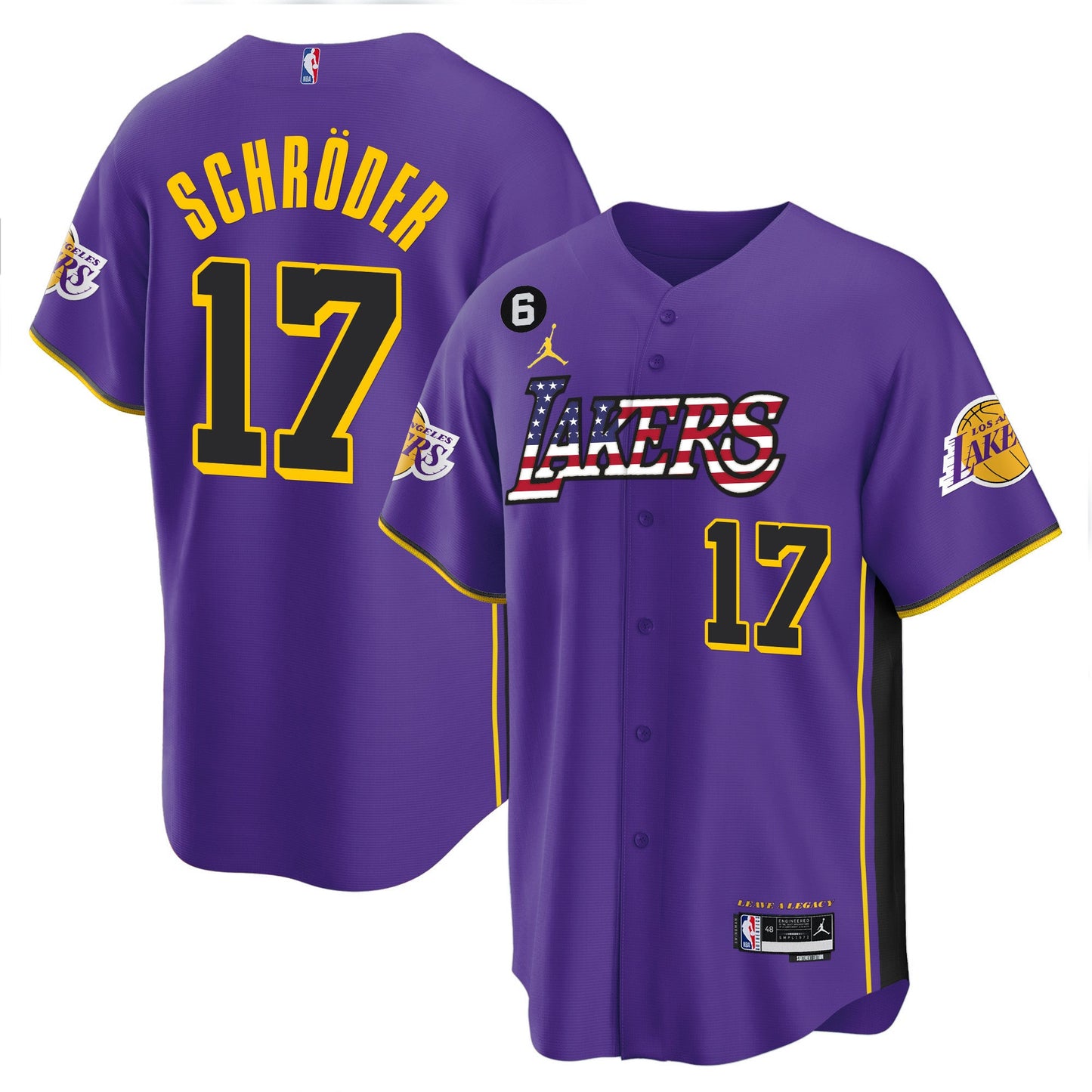 Men's Los Angeles Lakers Flag Baseball Jersey - All Stitched