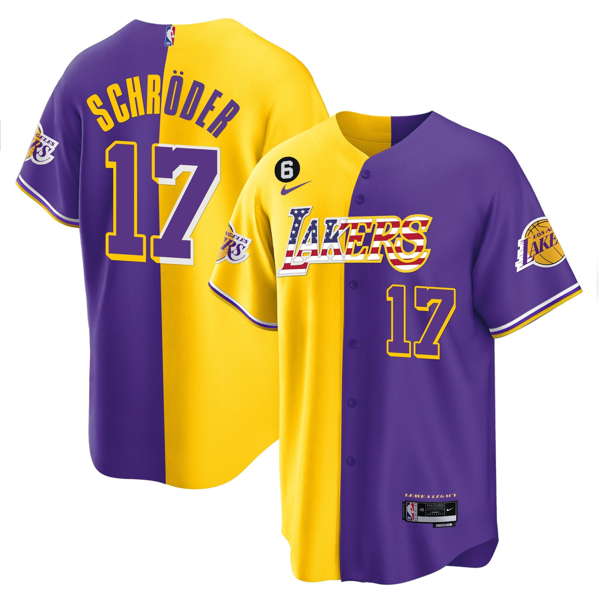 Men's Los Angeles Lakers Flag Baseball Jersey - All Stitched