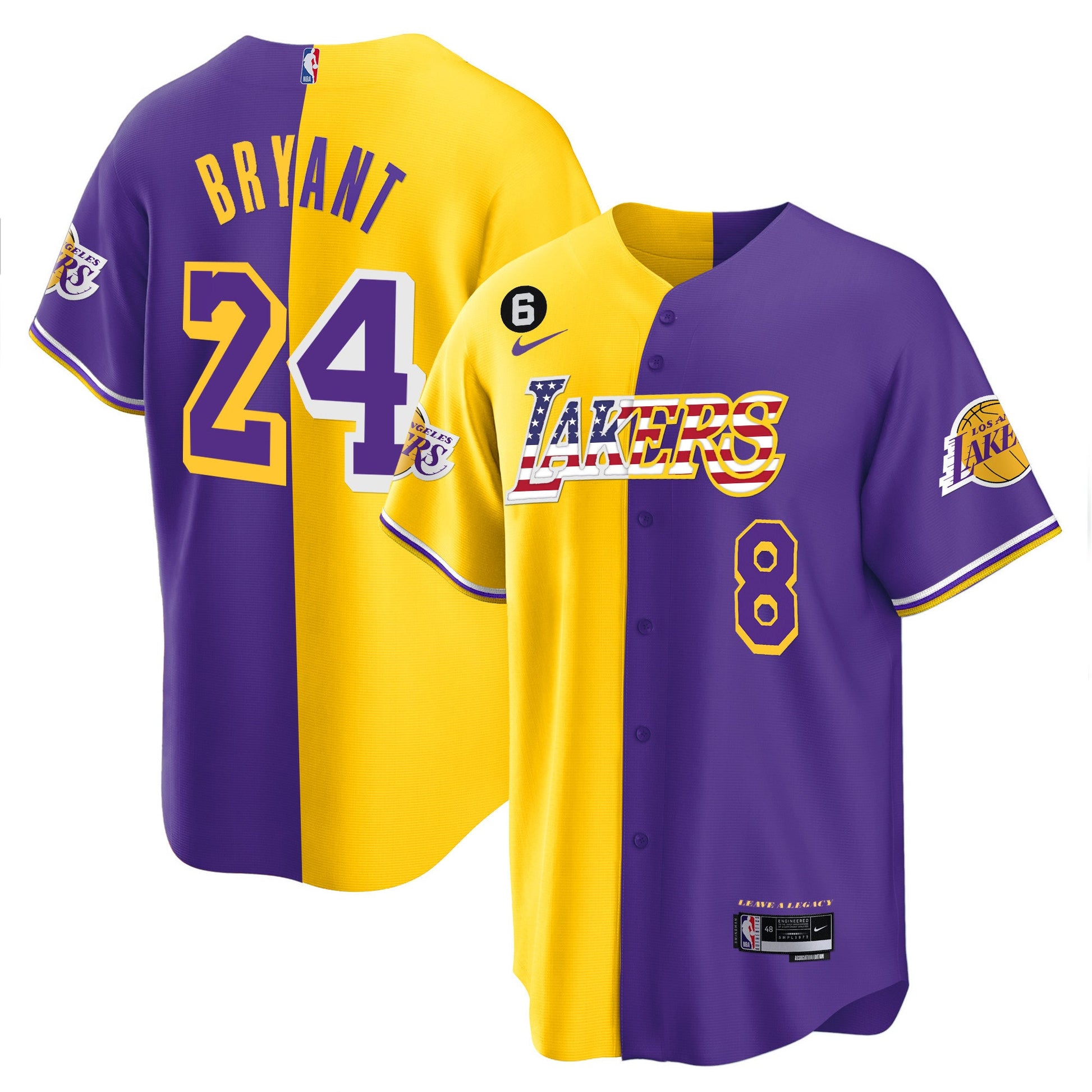 Men's Los Angeles Lakers Flag Baseball Jersey - All Stitched
