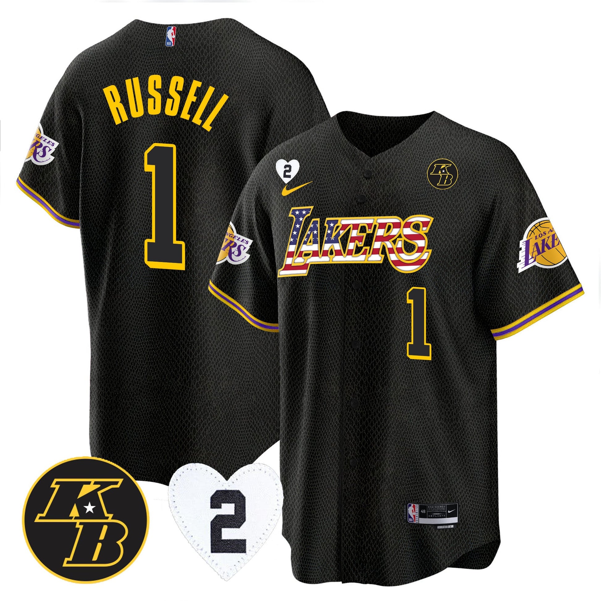 Men's Los Angeles Lakers Flag Baseball Jersey - All Stitched