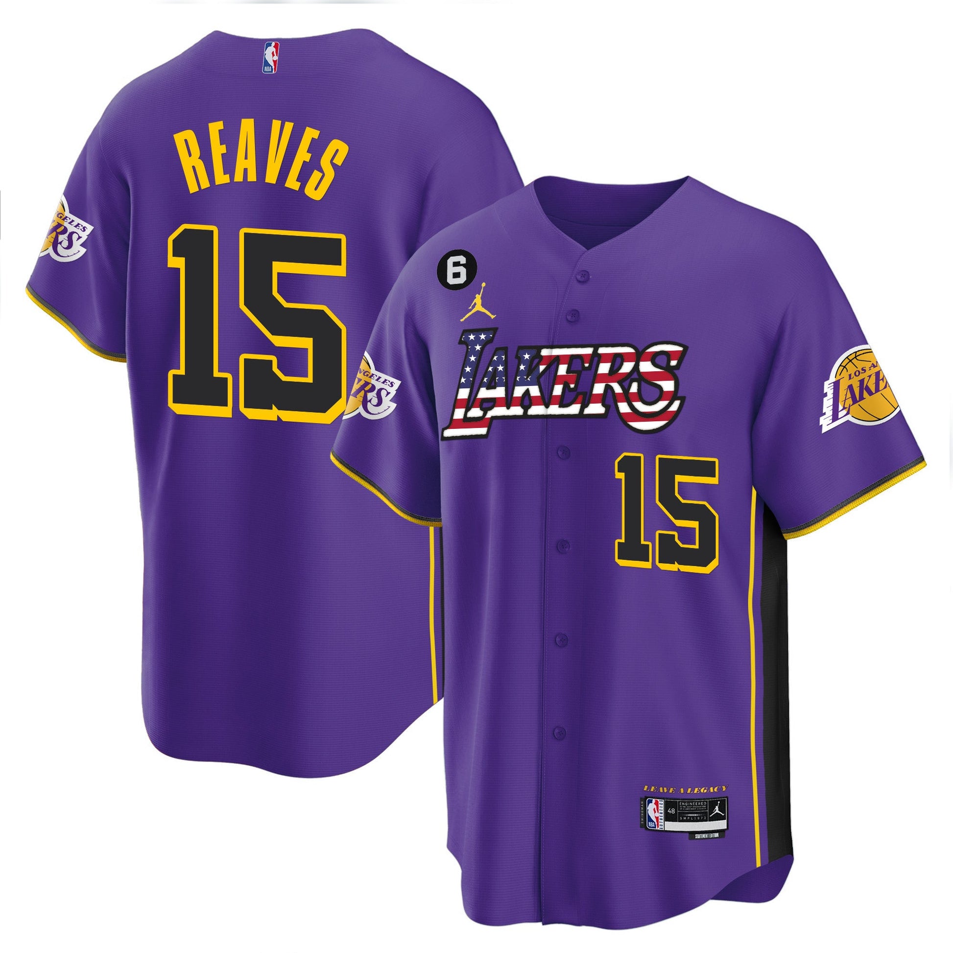 Men's Los Angeles Lakers Flag Baseball Jersey - All Stitched