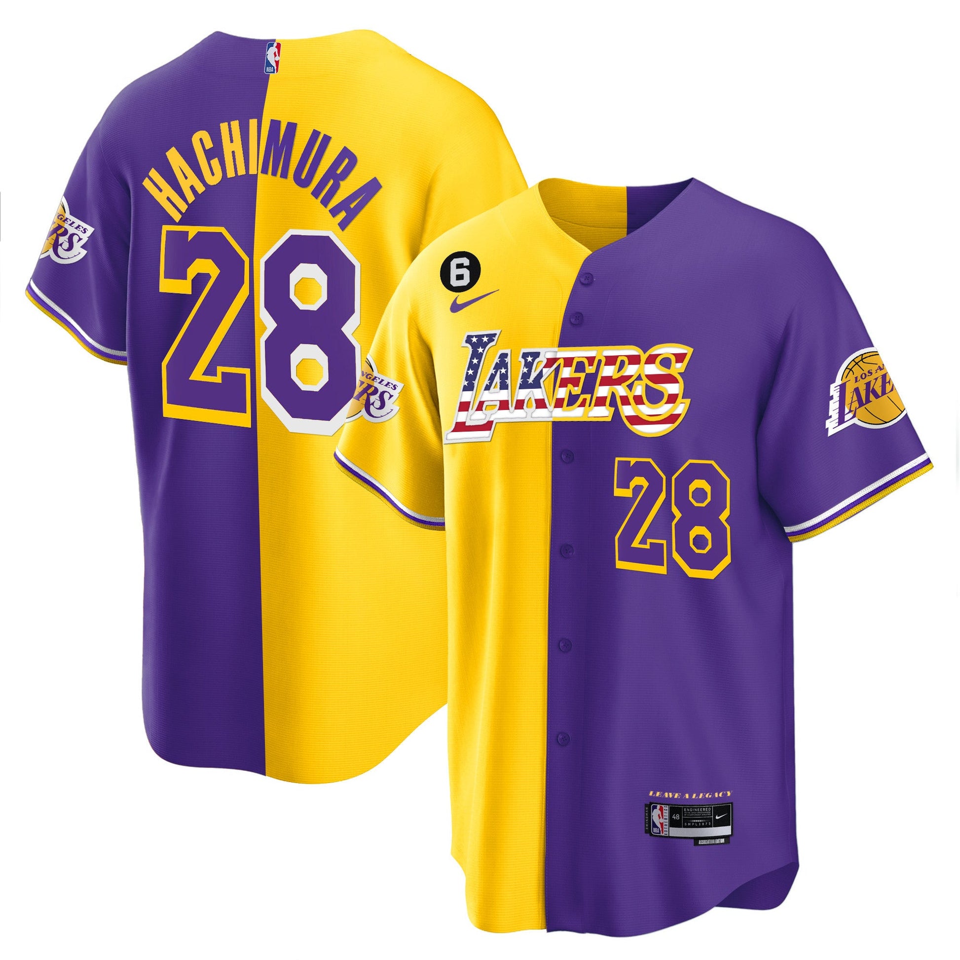 Men's Los Angeles Lakers Flag Baseball Jersey - All Stitched
