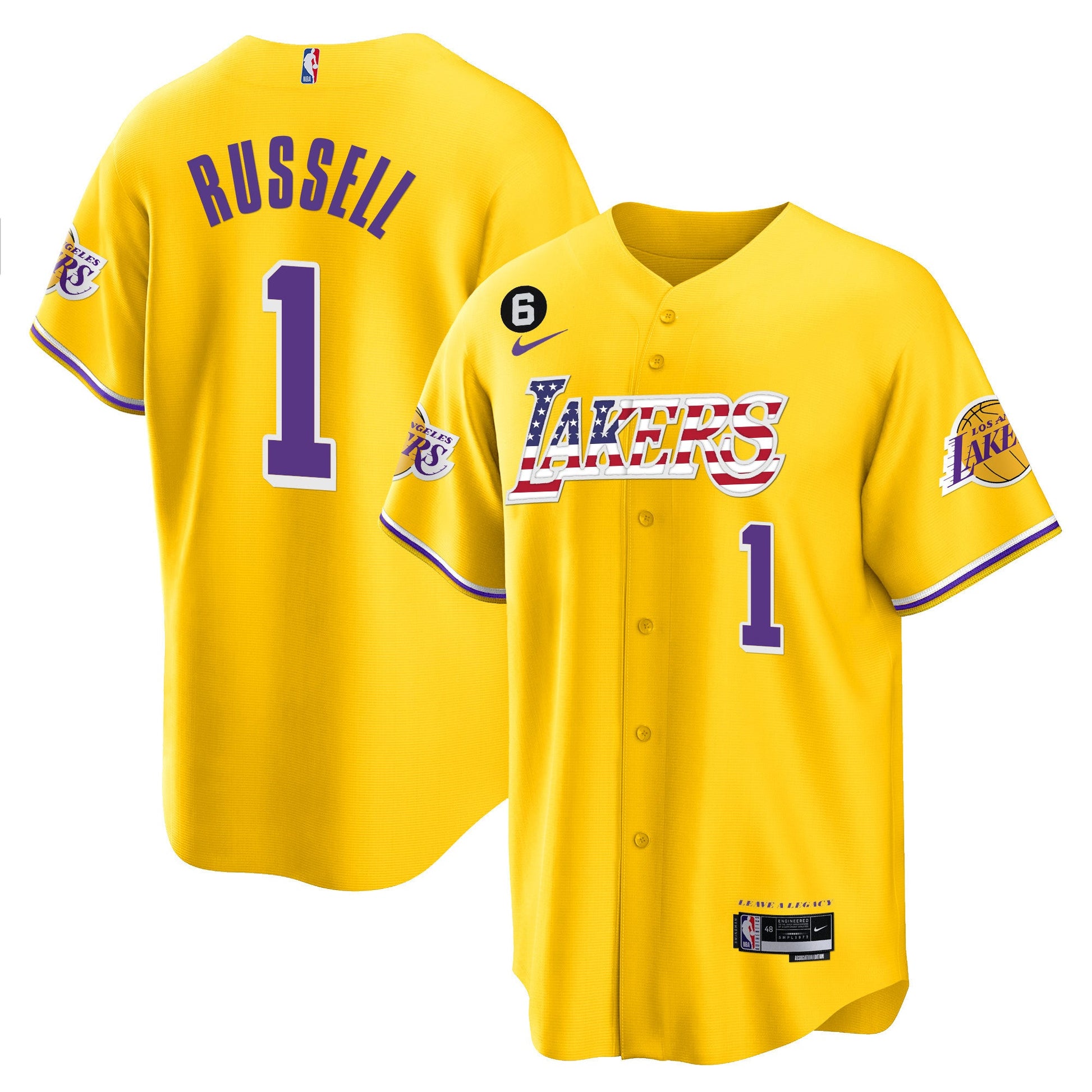 Men's Los Angeles Lakers Flag Baseball Jersey - All Stitched