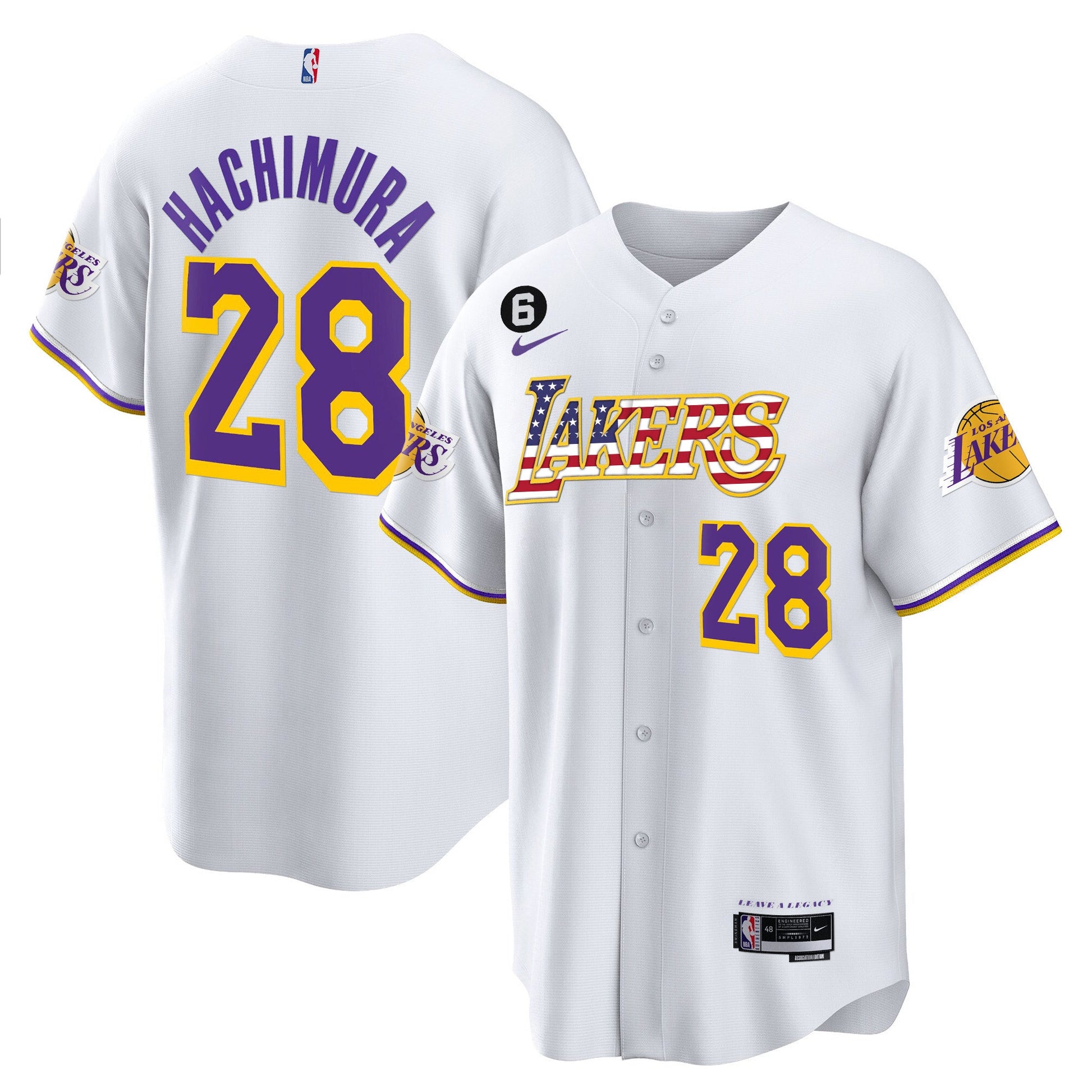 Men's Los Angeles Lakers Flag Baseball Jersey - All Stitched