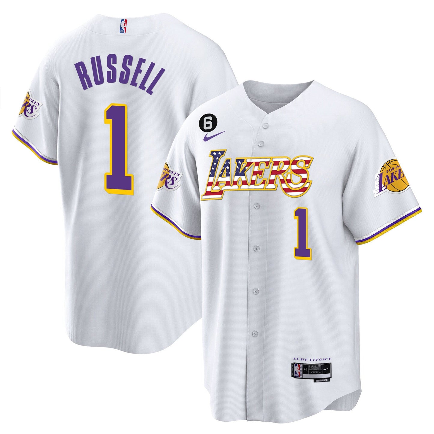 Men's Los Angeles Lakers Flag Baseball Jersey - All Stitched