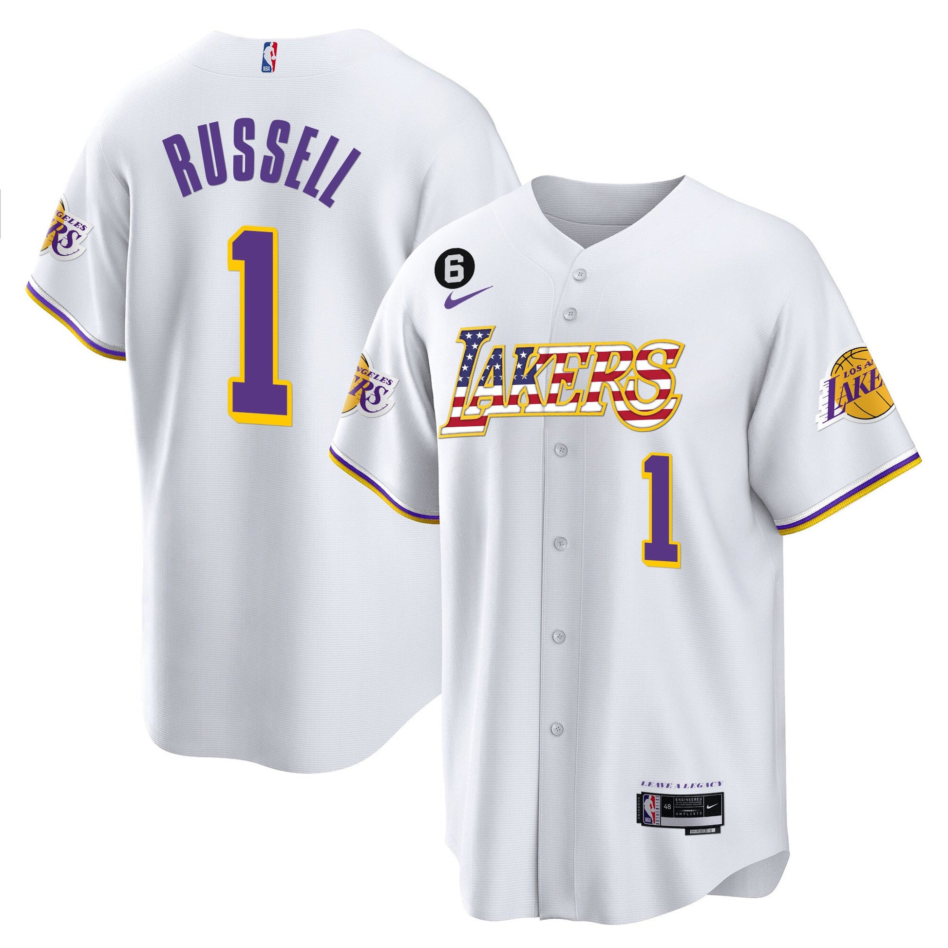 Men's Los Angeles Lakers Flag Baseball Jersey - All Stitched