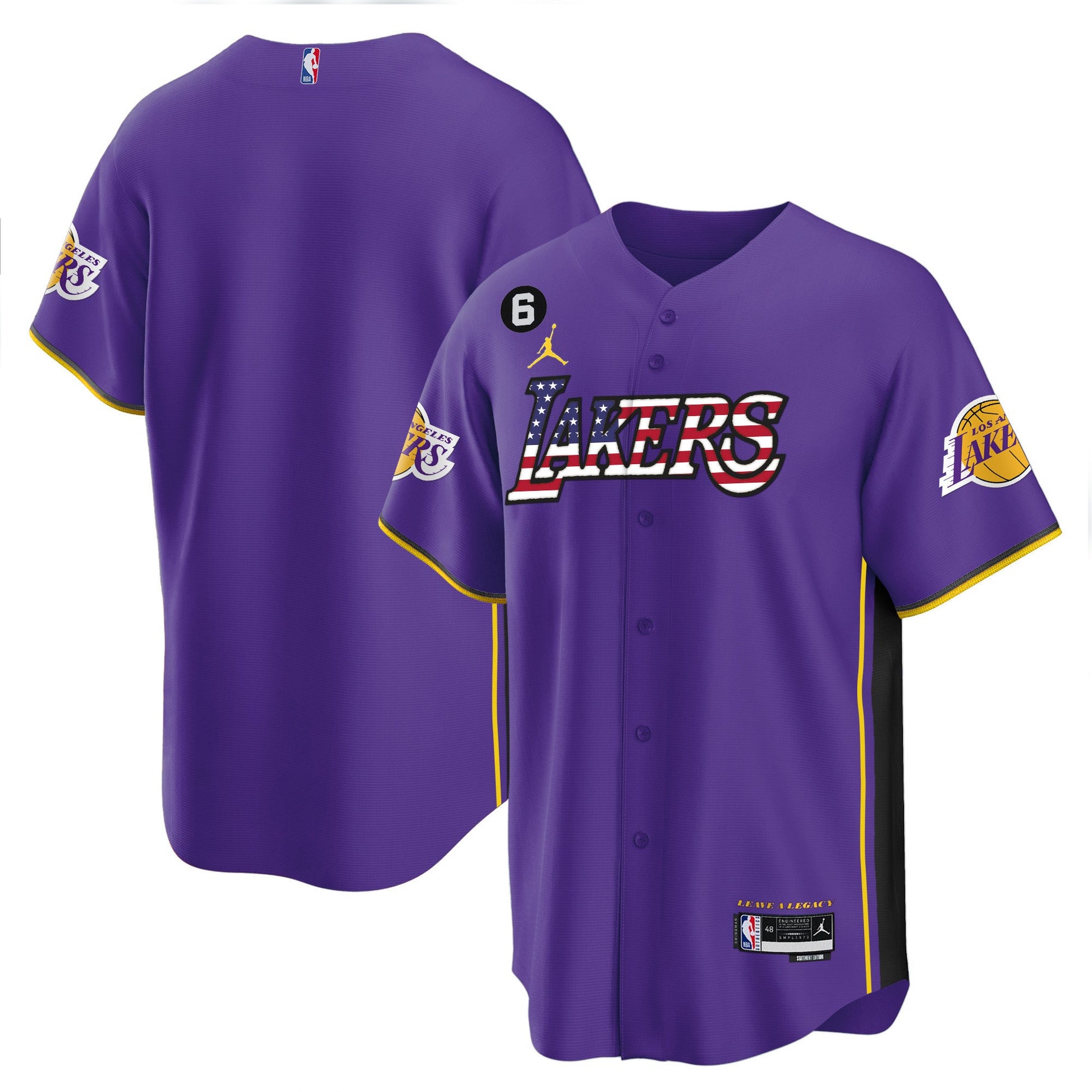 Men's Los Angeles Lakers Flag Baseball Jersey - All Stitched