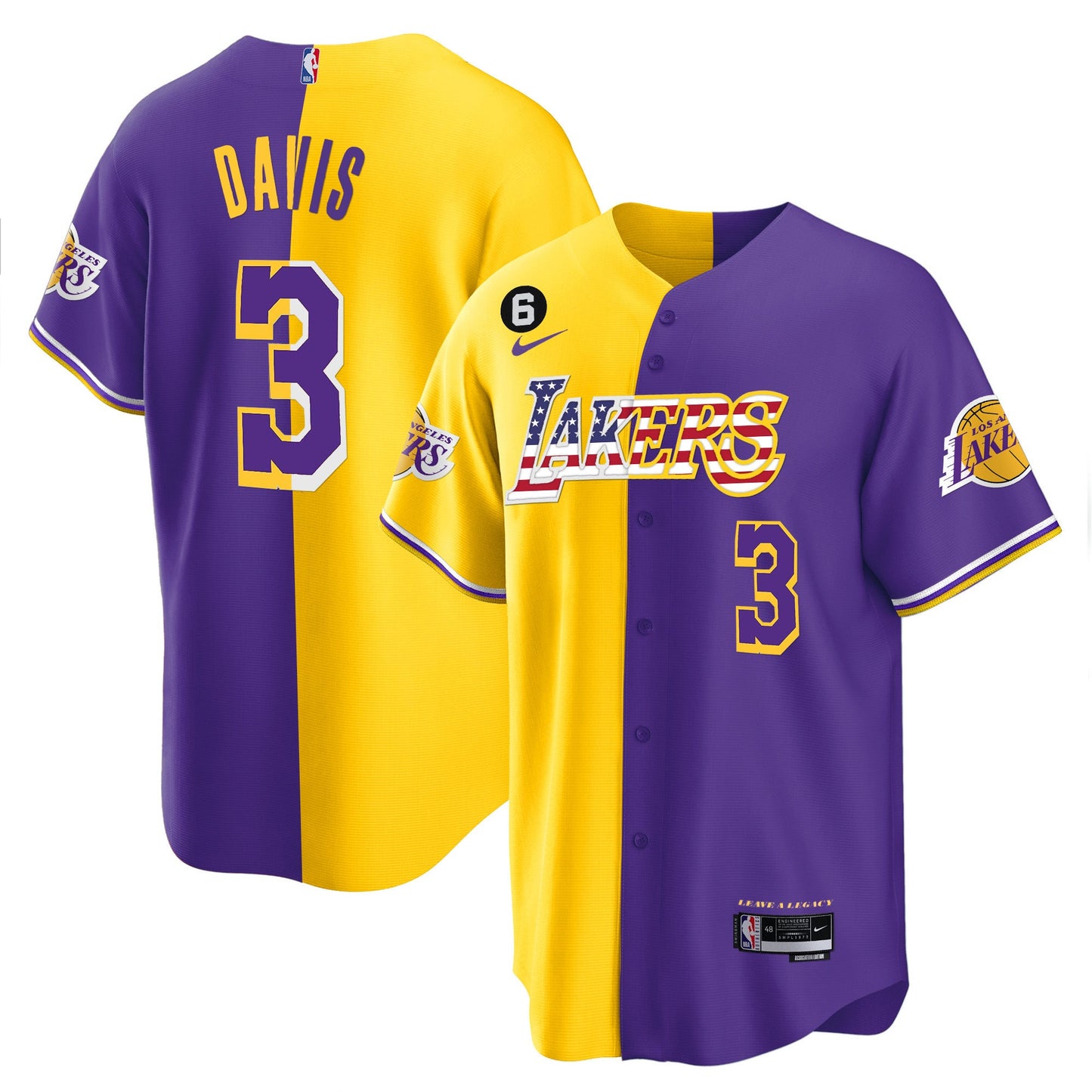 Men's Los Angeles Lakers Flag Baseball Jersey - All Stitched