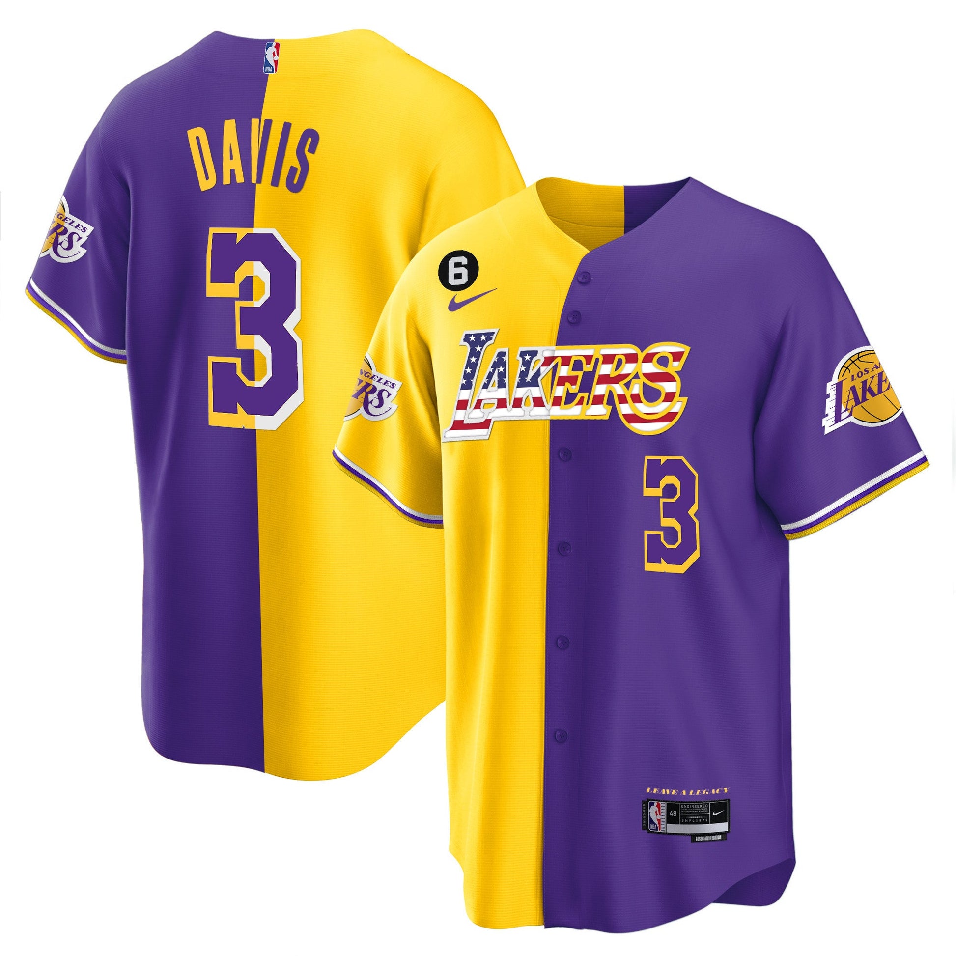 Men's Los Angeles Lakers Flag Baseball Jersey - All Stitched
