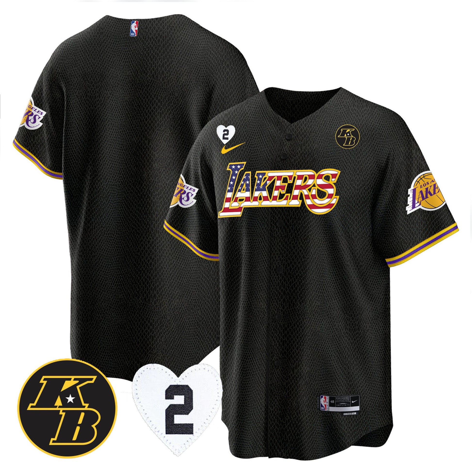 Men's Los Angeles Lakers Flag Baseball Jersey - All Stitched