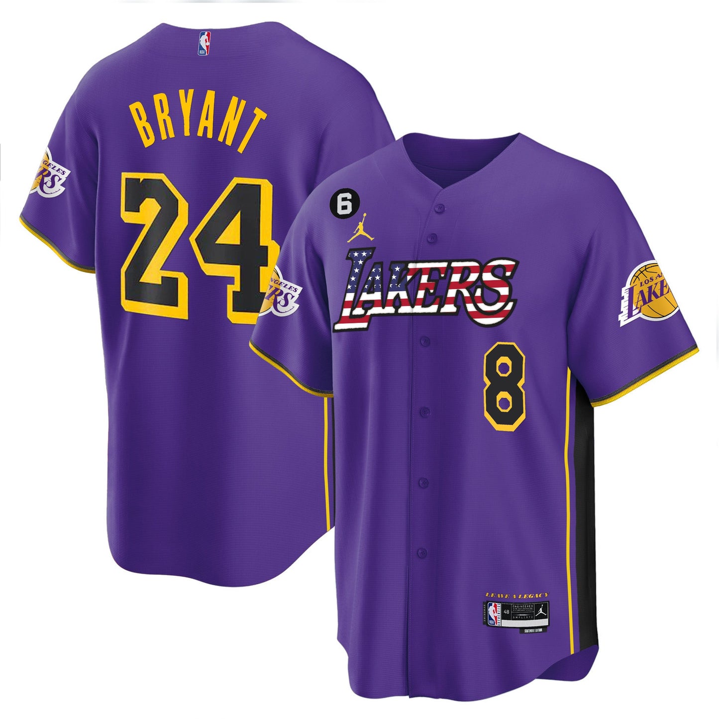 Men's Los Angeles Lakers Flag Baseball Jersey - All Stitched