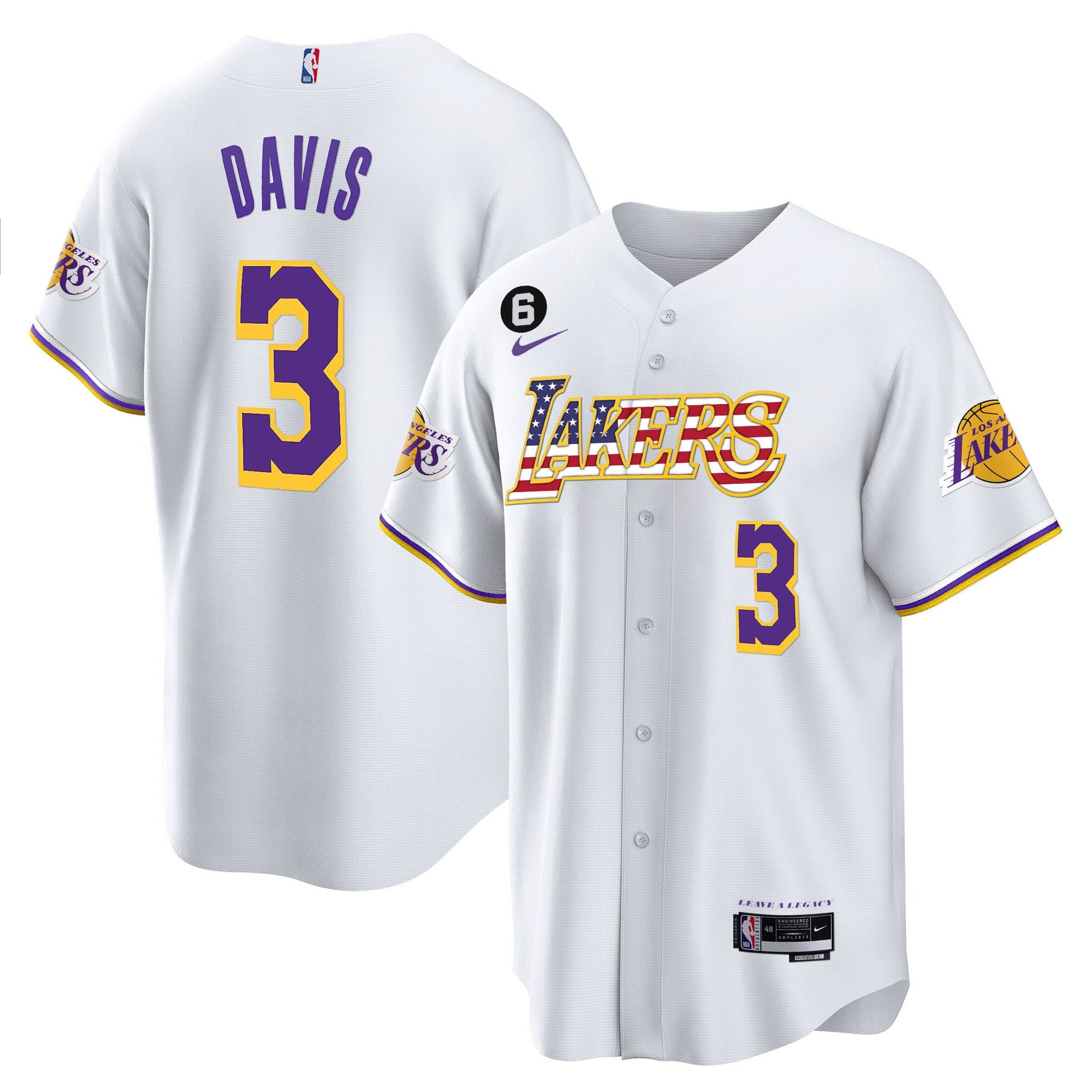 Men's Los Angeles Lakers Flag Baseball Jersey - All Stitched