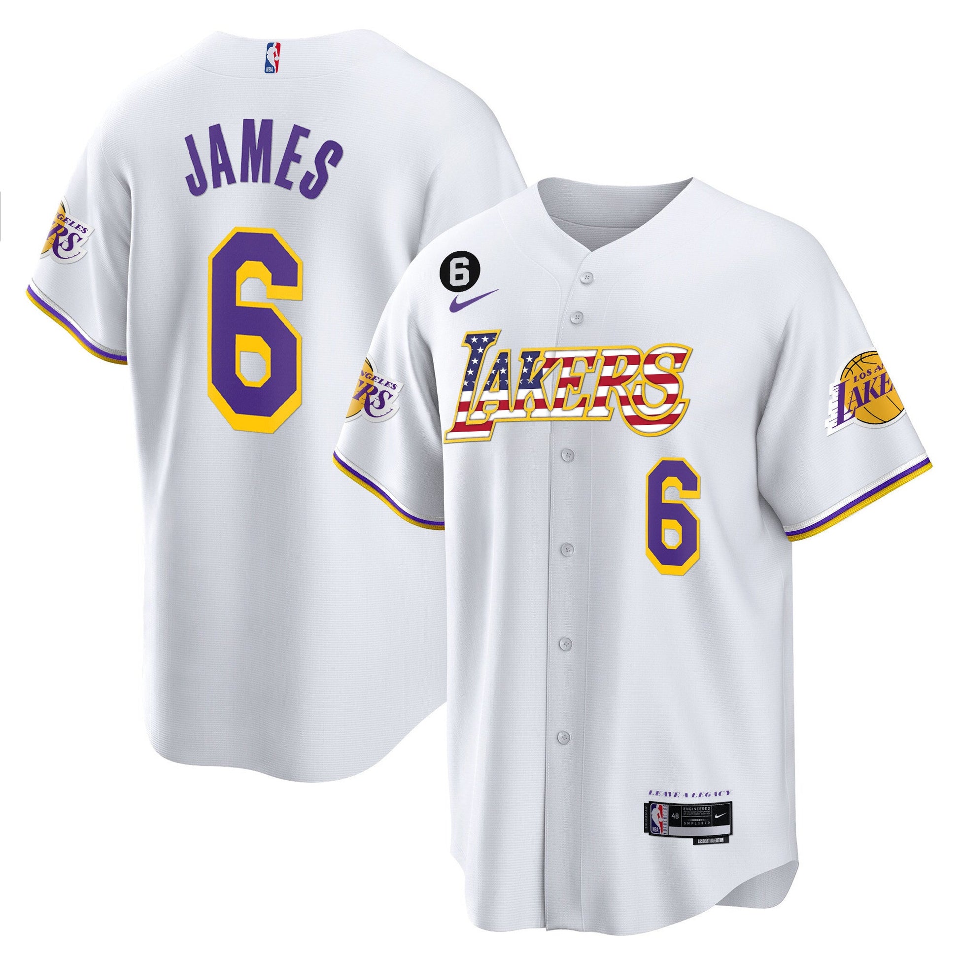 Men's Los Angeles Lakers Flag Baseball Jersey - All Stitched