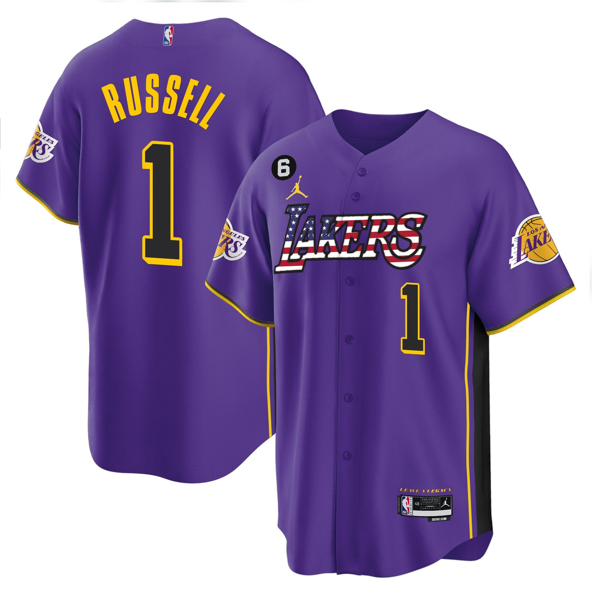 Men's Los Angeles Lakers Flag Baseball Jersey - All Stitched