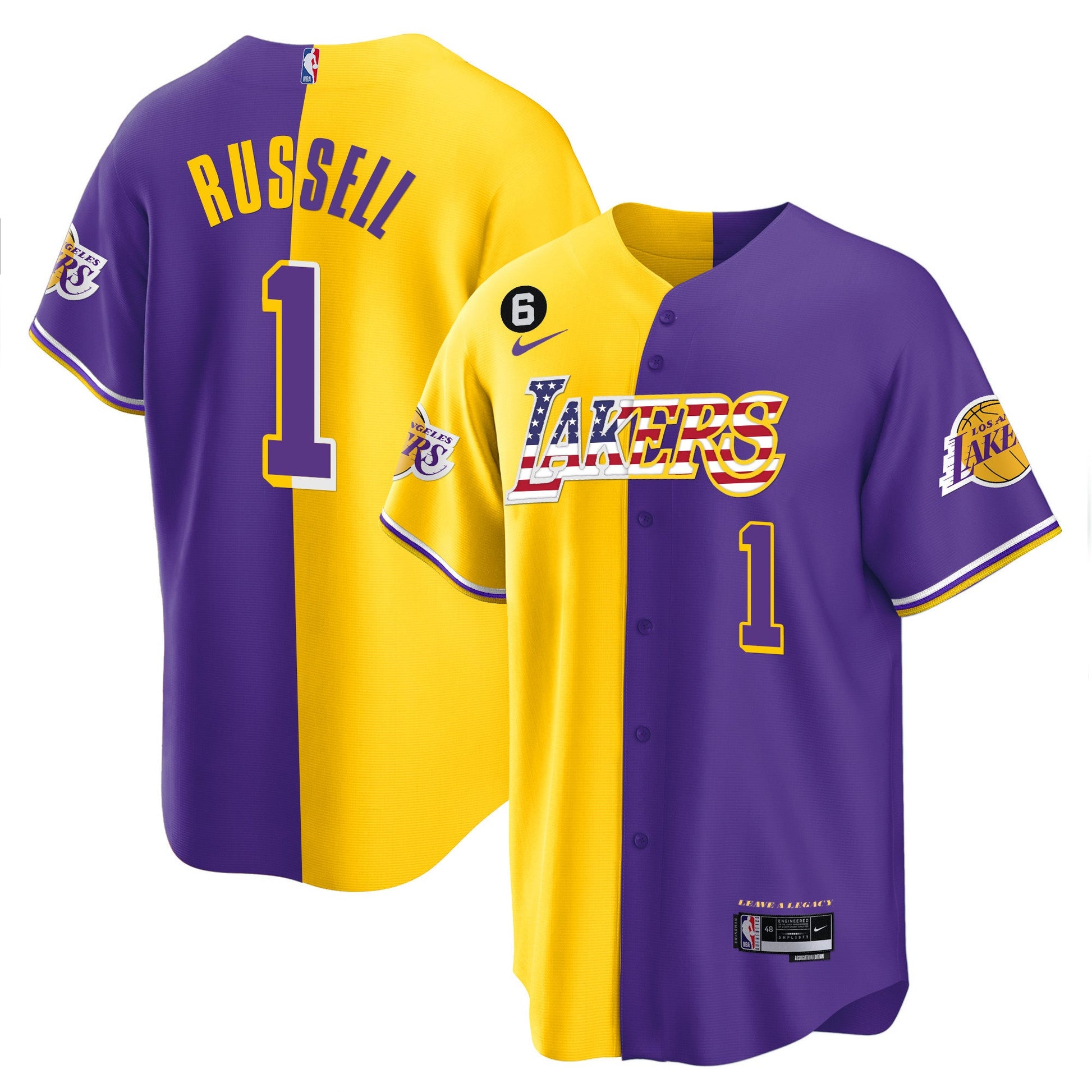 Men's Los Angeles Lakers Flag Baseball Jersey - All Stitched
