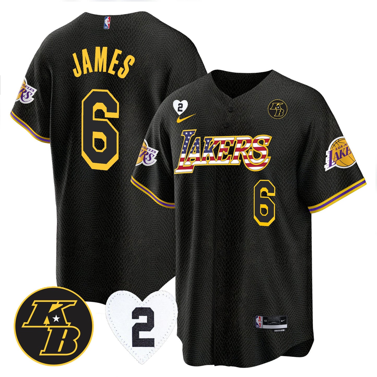 Men's Los Angeles Lakers Flag Baseball Jersey - All Stitched