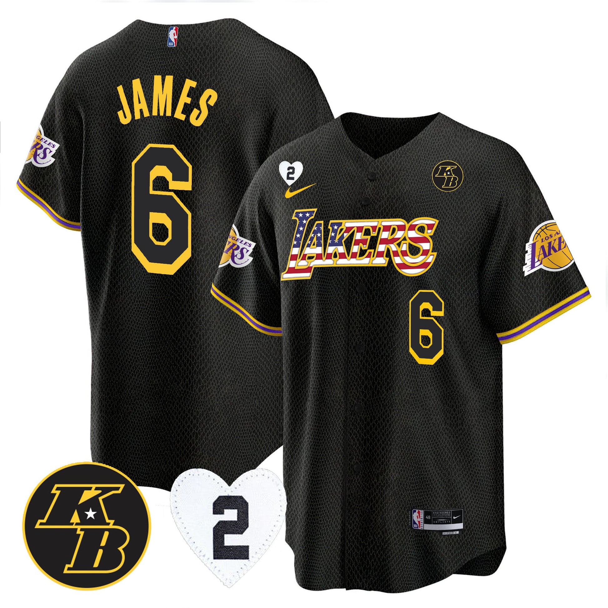 Men's Los Angeles Lakers Flag Baseball Jersey - All Stitched