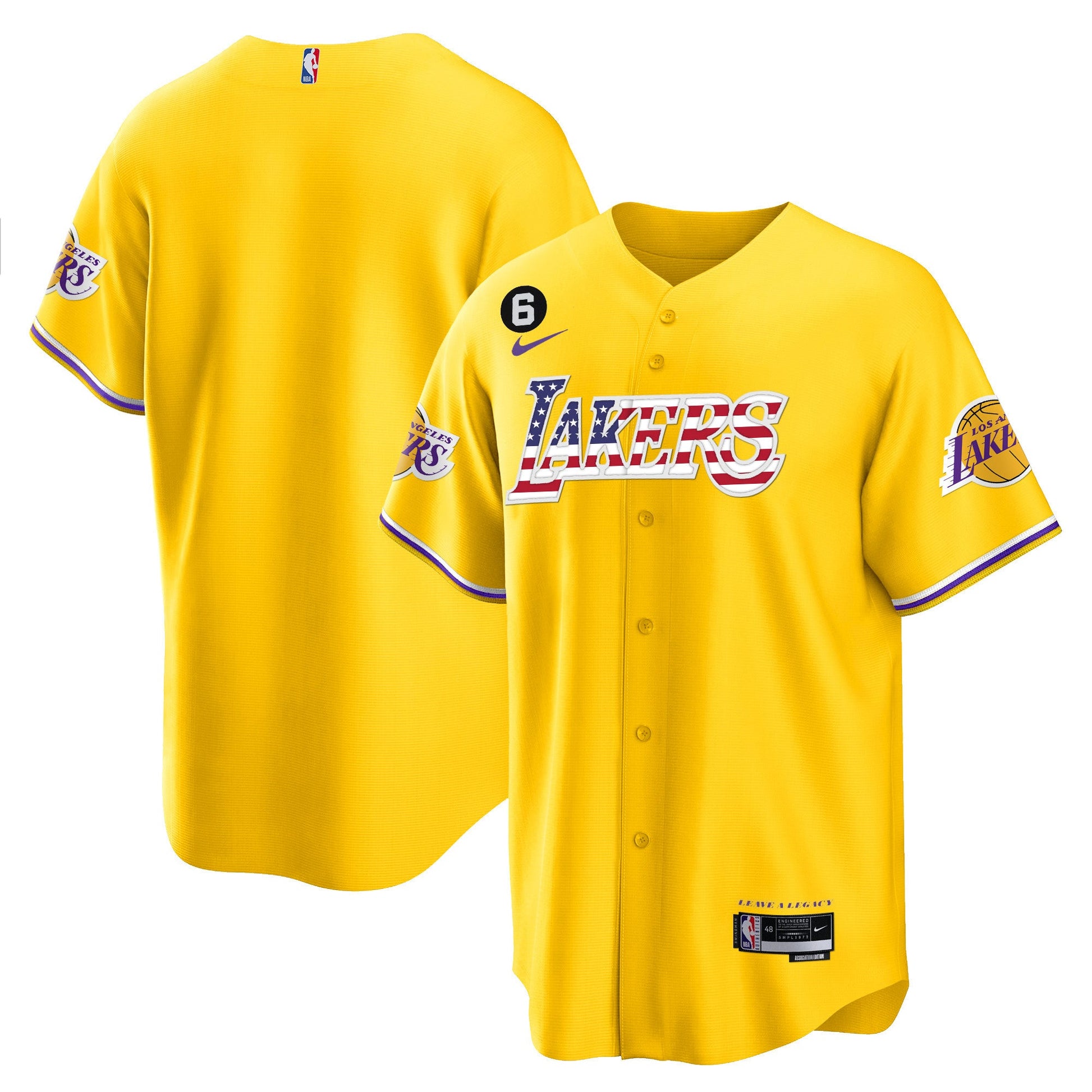 Men's Los Angeles Lakers Flag Baseball Jersey - All Stitched